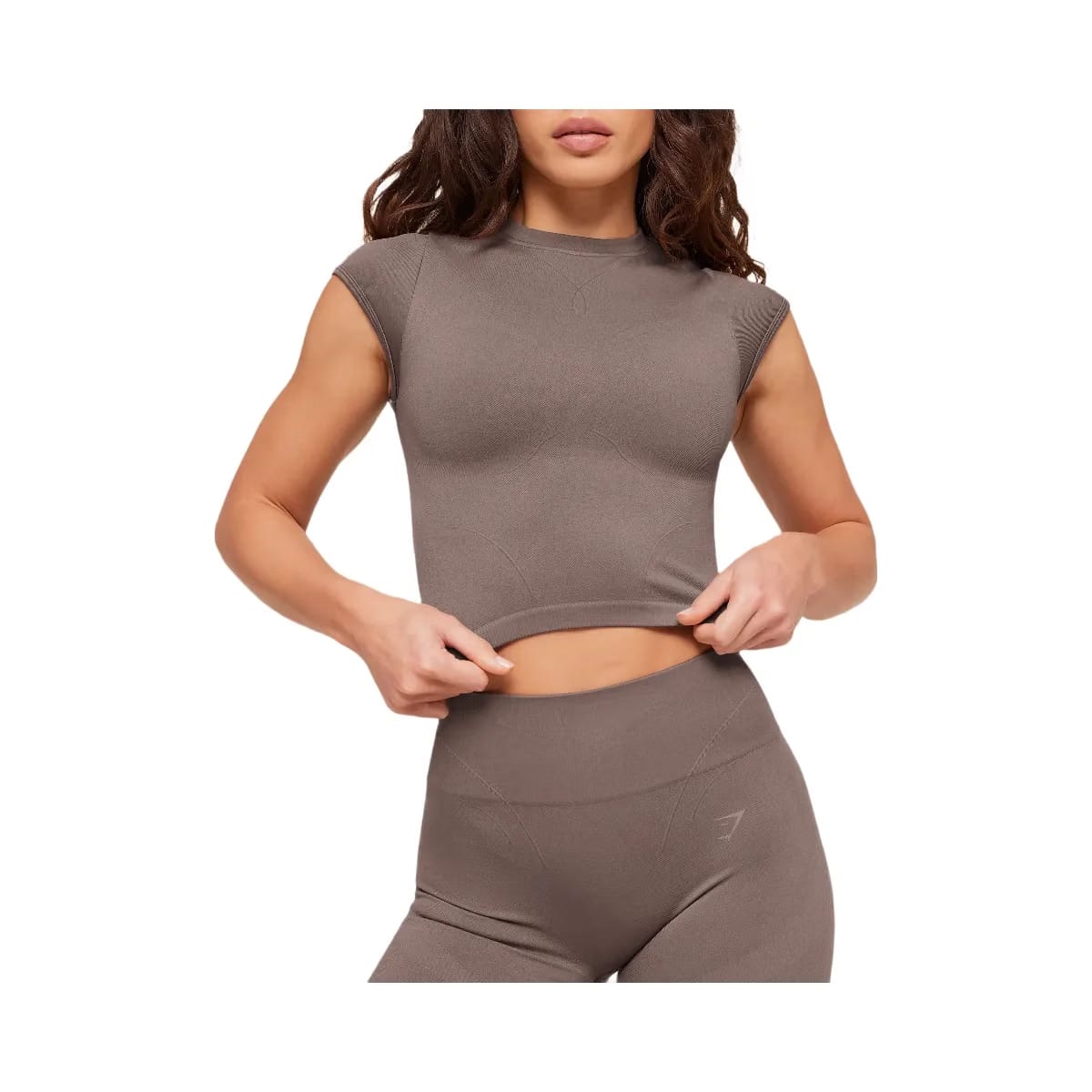 Gymshark Poise Crew Neck Short Sleeve Top "Cool Brown"