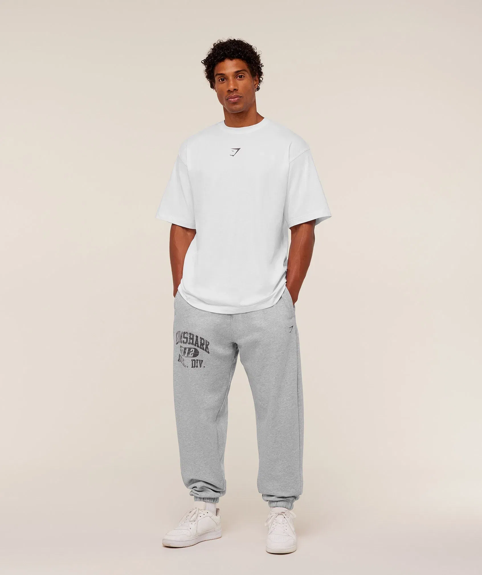 Gymshark Athletic Division Graphic Joggers Light Grey Core Marl
