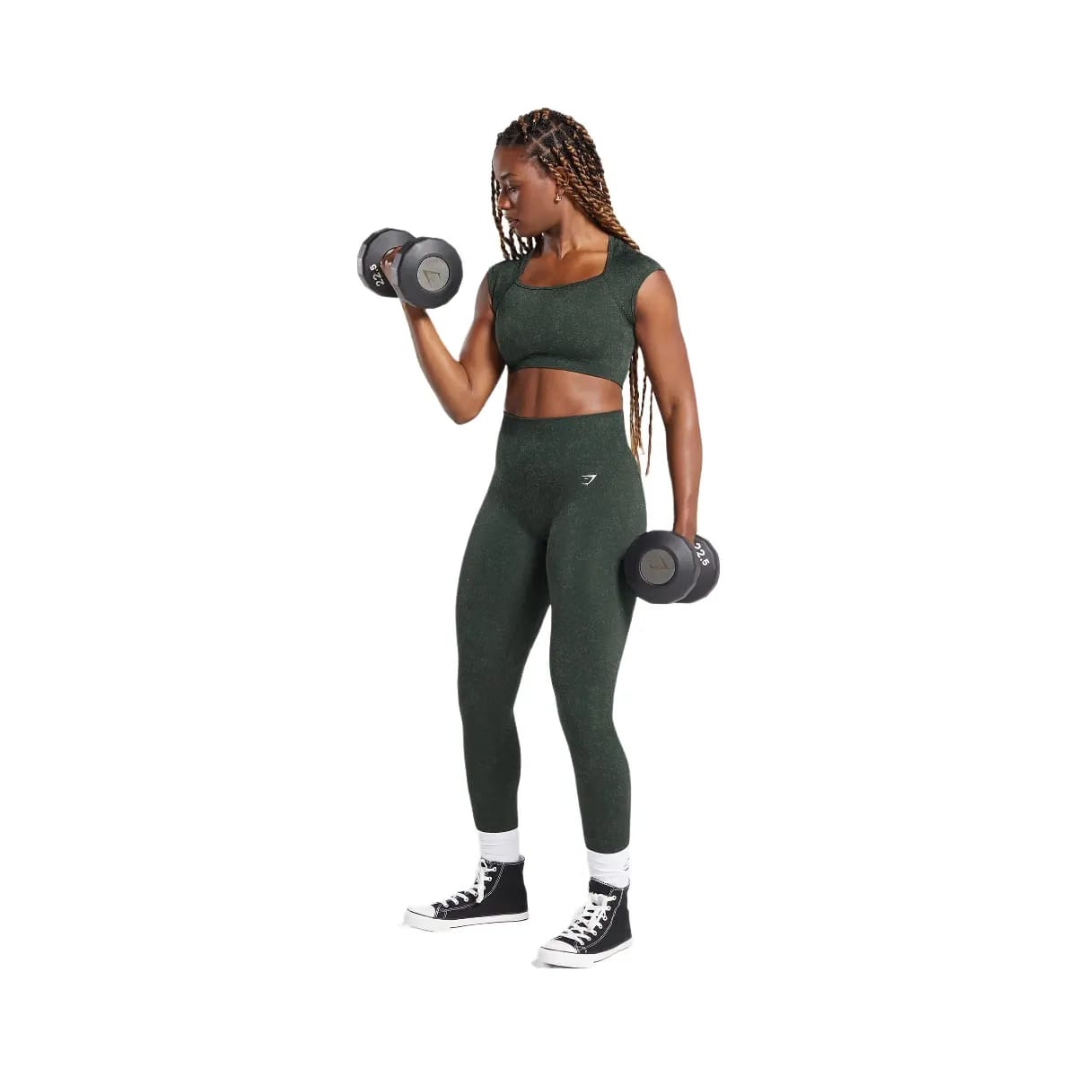 Gymshark Adapt Fleck Seamless Crop Top "Victory Green Unit Green"