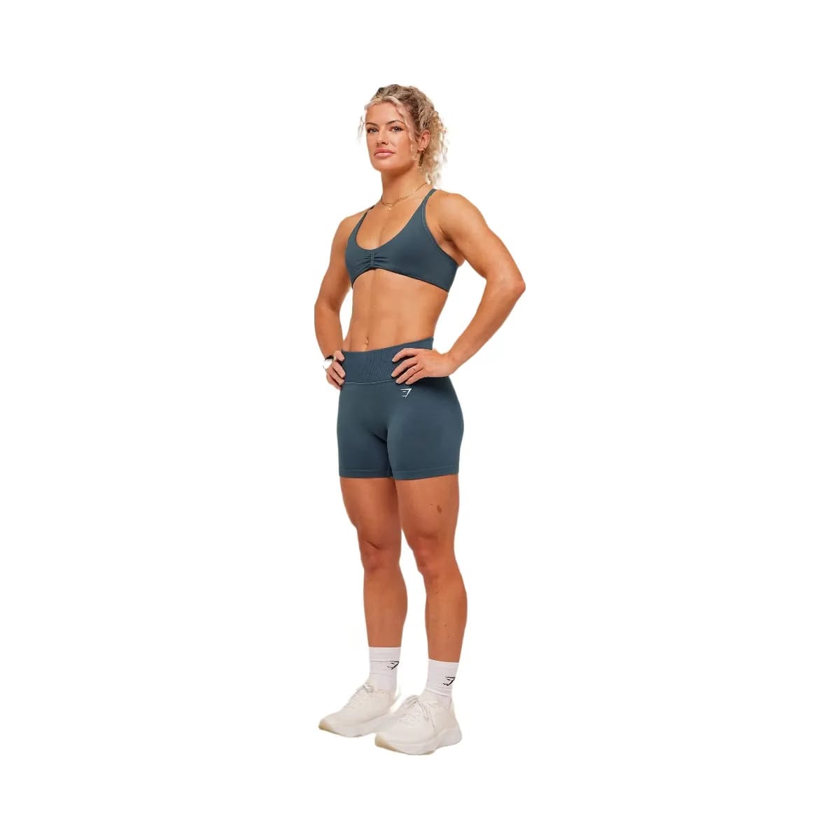 Gymshark Interval Seamless Light Support Sports Bra "Stealth Blue"