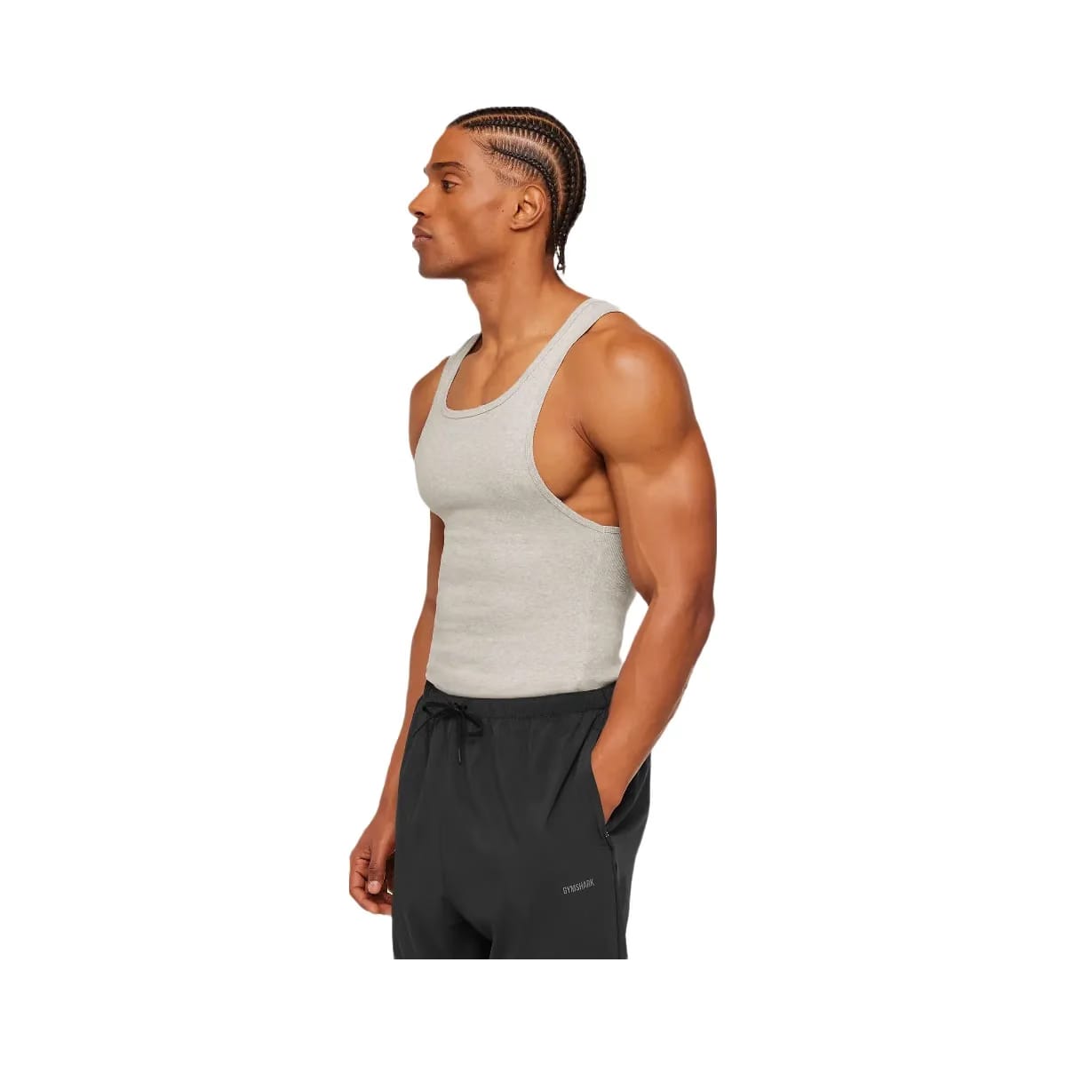 Gymshark x CBUM Ribbed Tank "Bros Stone Grey Marl"