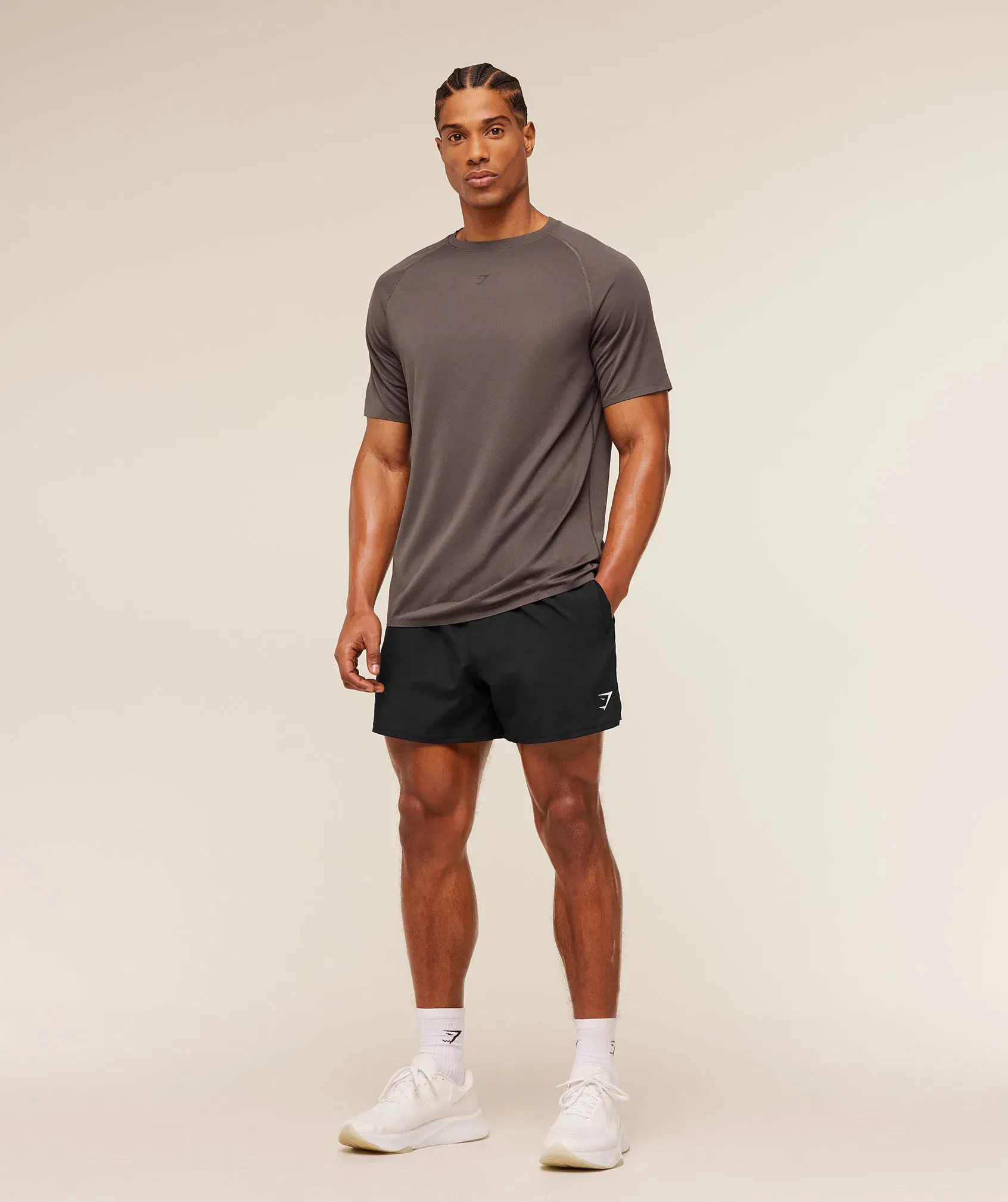Gymshark Hybrid Engineered Jacquard T-Shirt Cool Brown