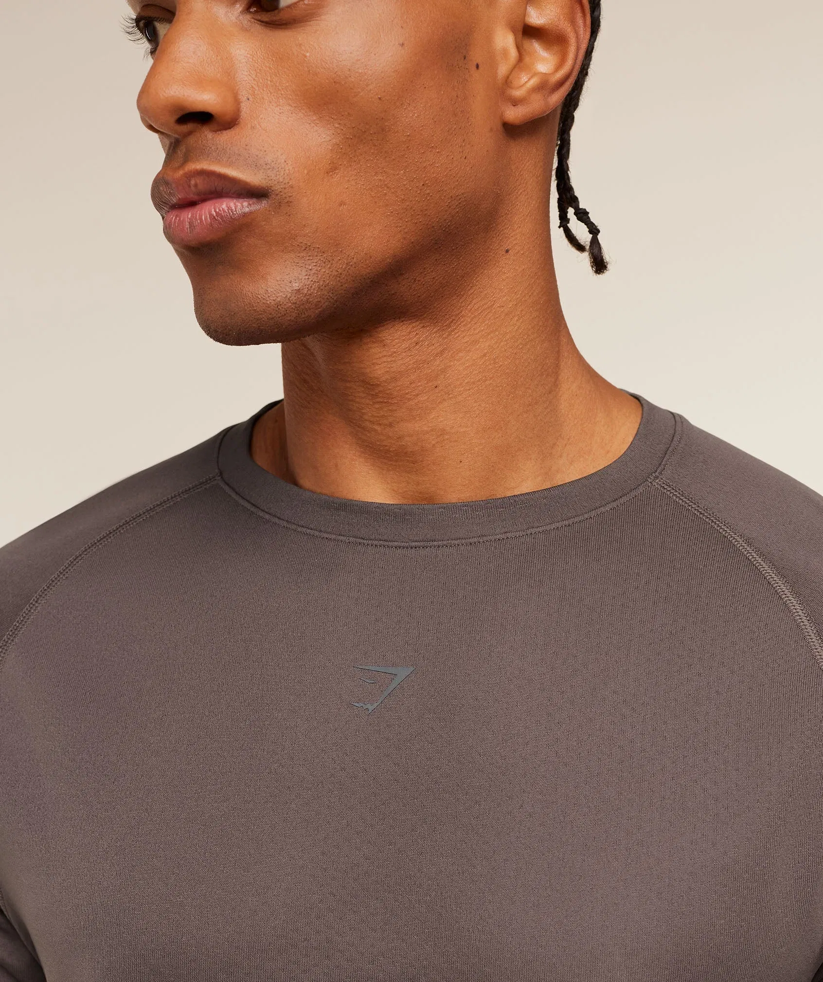 Gymshark Hybrid Engineered Jacquard T-Shirt Cool Brown