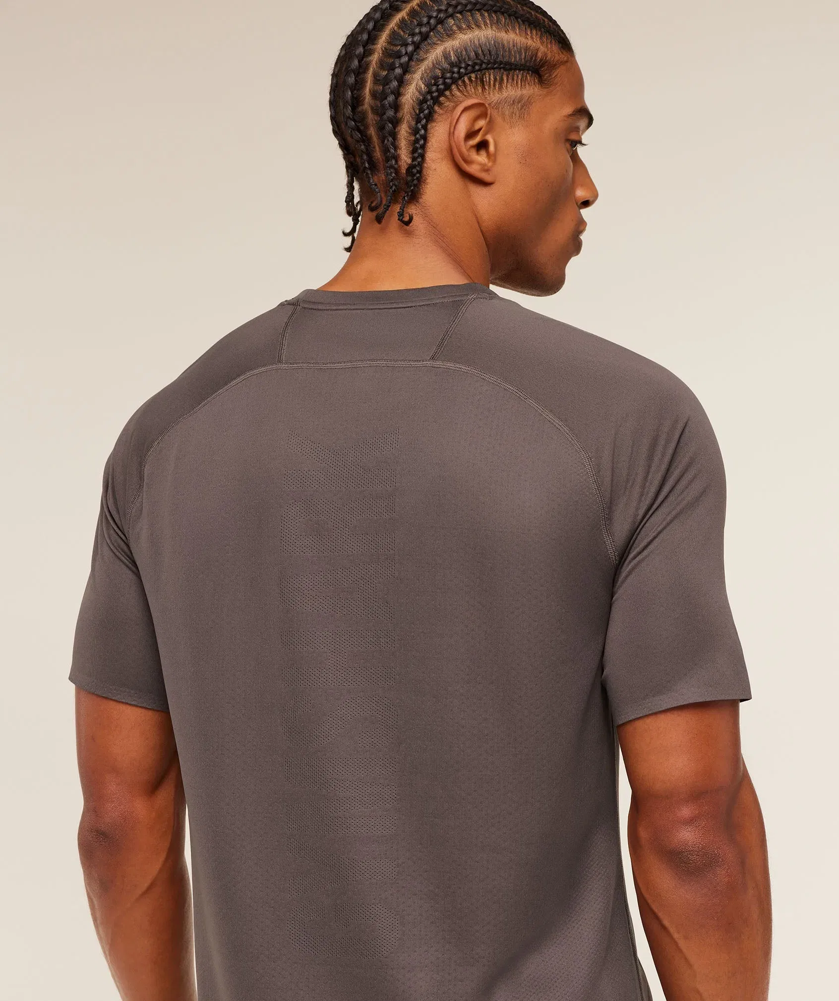 Gymshark Hybrid Engineered Jacquard T-Shirt Cool Brown
