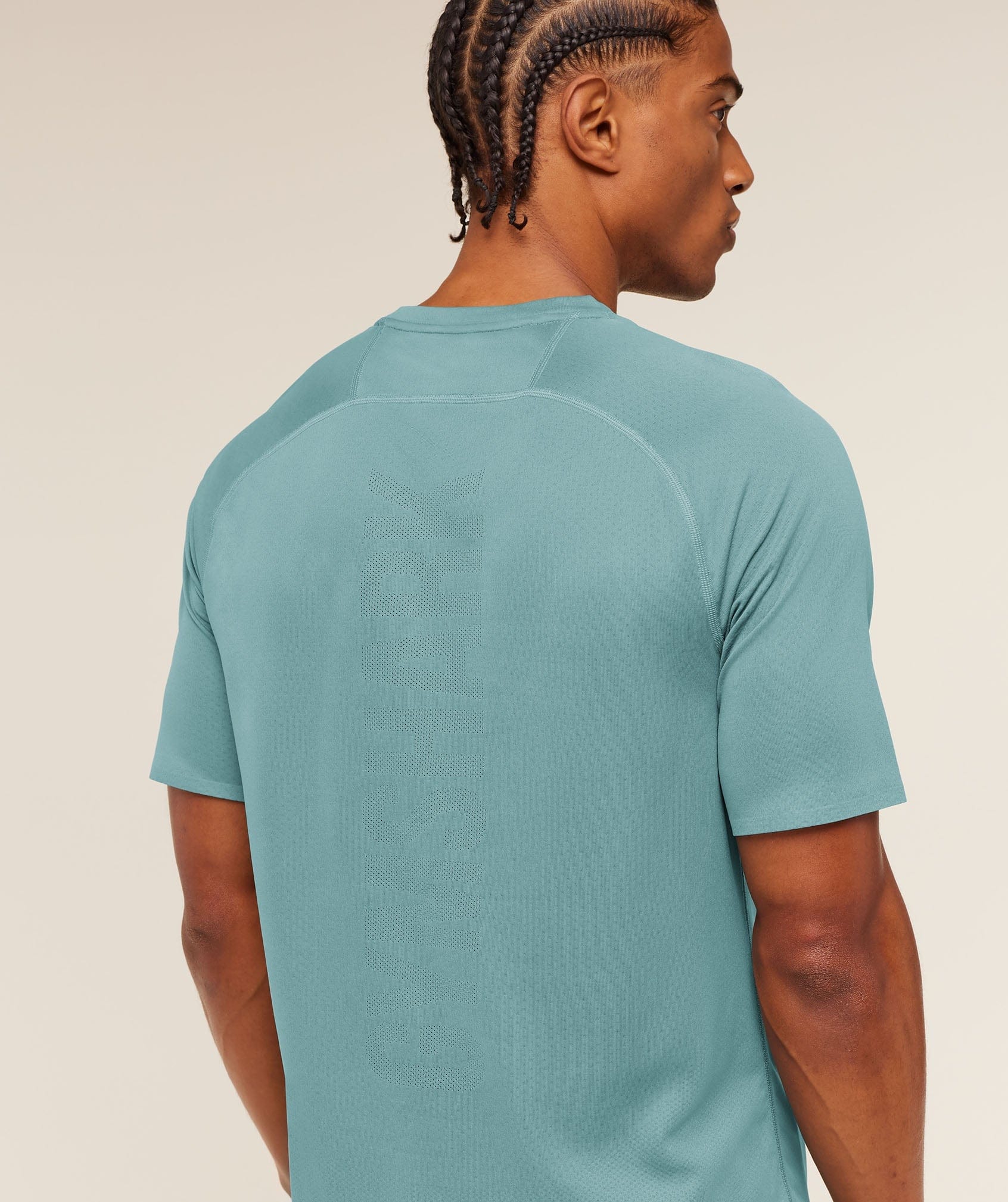 Gymshark Hybrid Engineered Jacquard T-Shirt Storm Blue