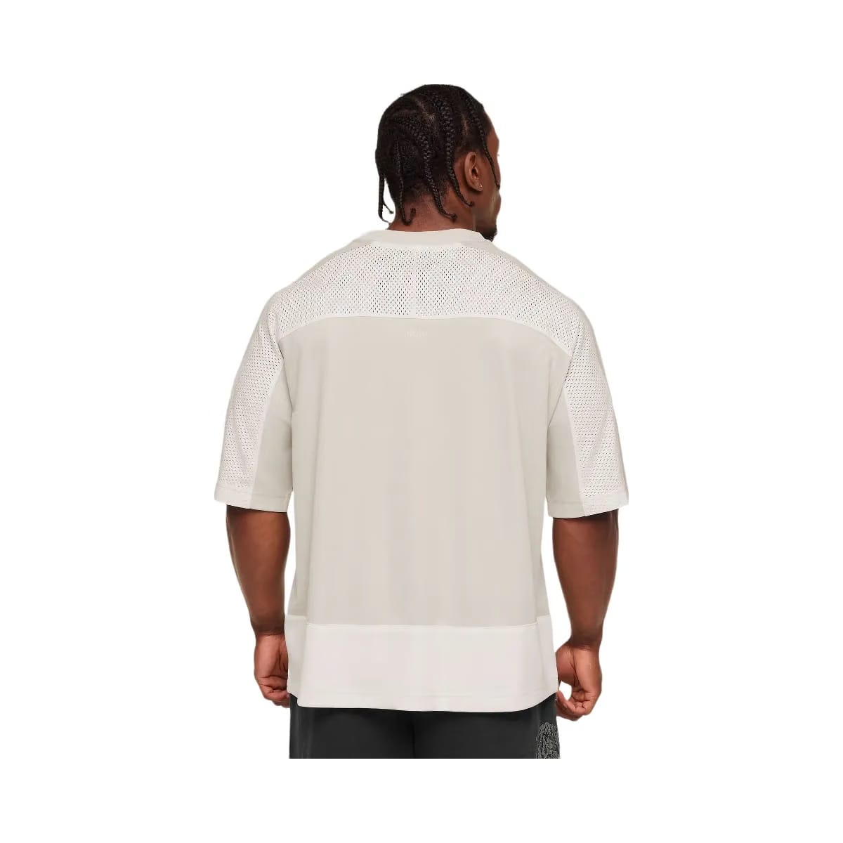 Gymshark Collective Mesh Wordmark Jersey "Tinted White Soft White Pebble Grey"