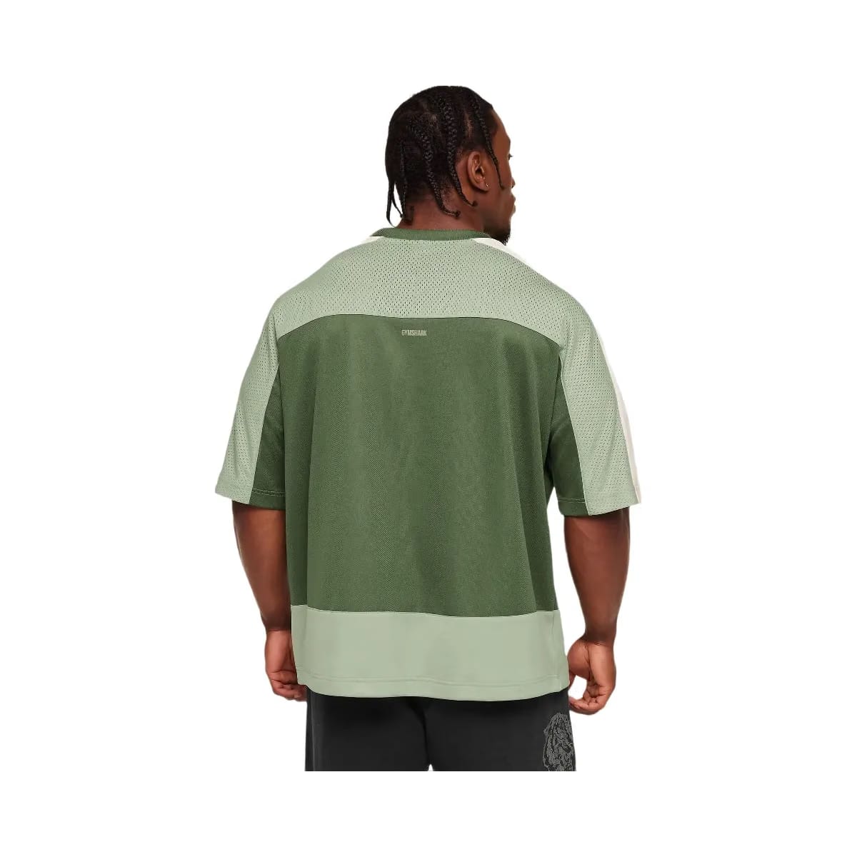Gymshark Collective Mesh Wordmark Jersey "Core Olive Haze Green Soft White"