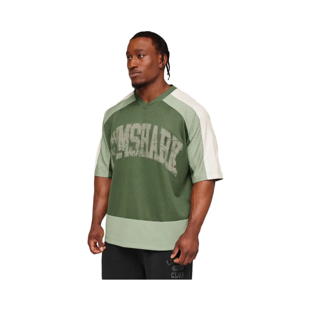 Gymshark Collective Mesh Wordmark Jersey "Core Olive Haze Green Soft White"