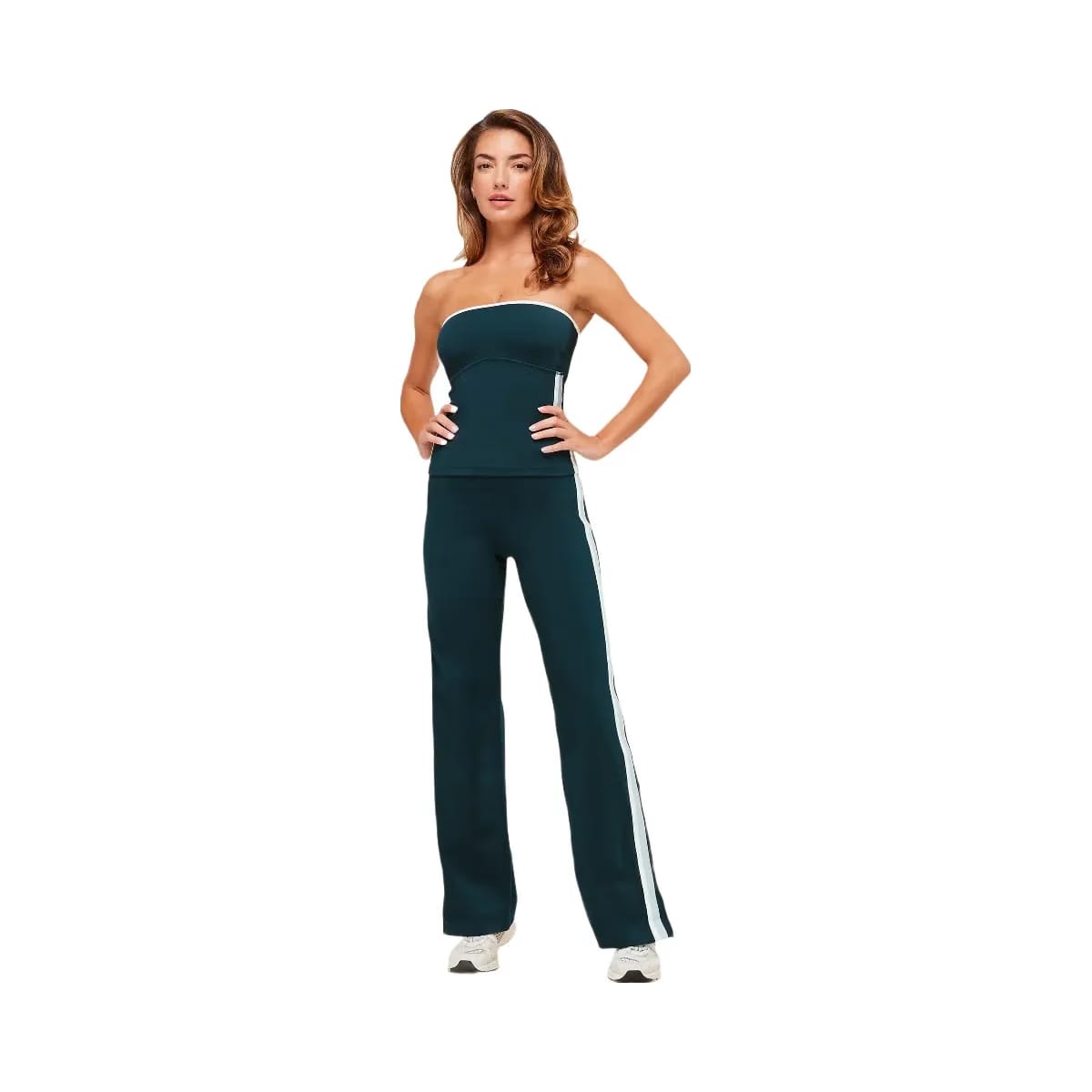 Gymshark Piping Wide Leg Pants "Deep Petrol Blue Smoke Blue Soft White"