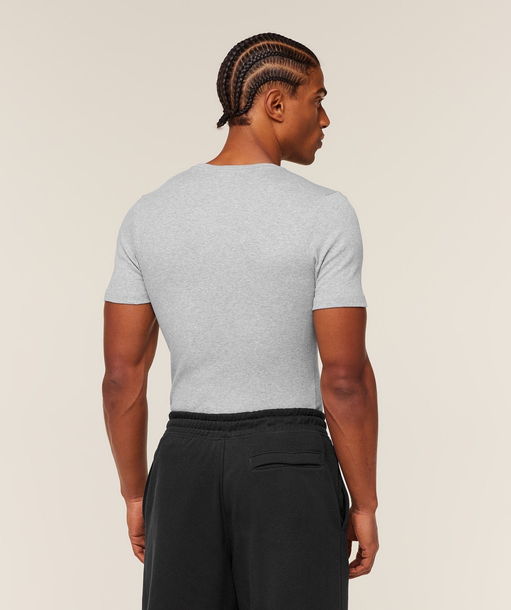 Gymshark Ribbed T-Shirt Light Grey Core Marl