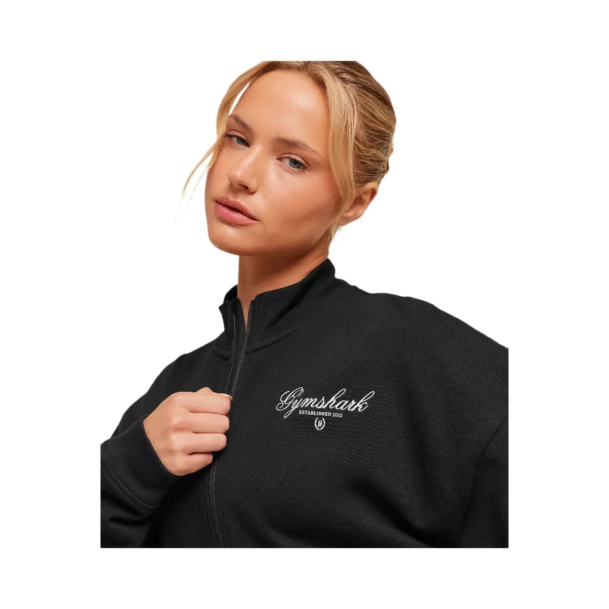Gymshark Script Embroidery Oversized Zip Through "Black"