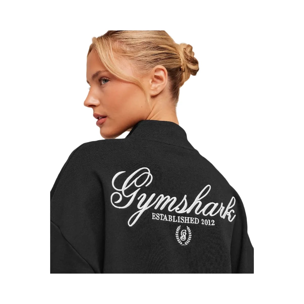 Gymshark Script Embroidery Oversized Zip Through "Black"