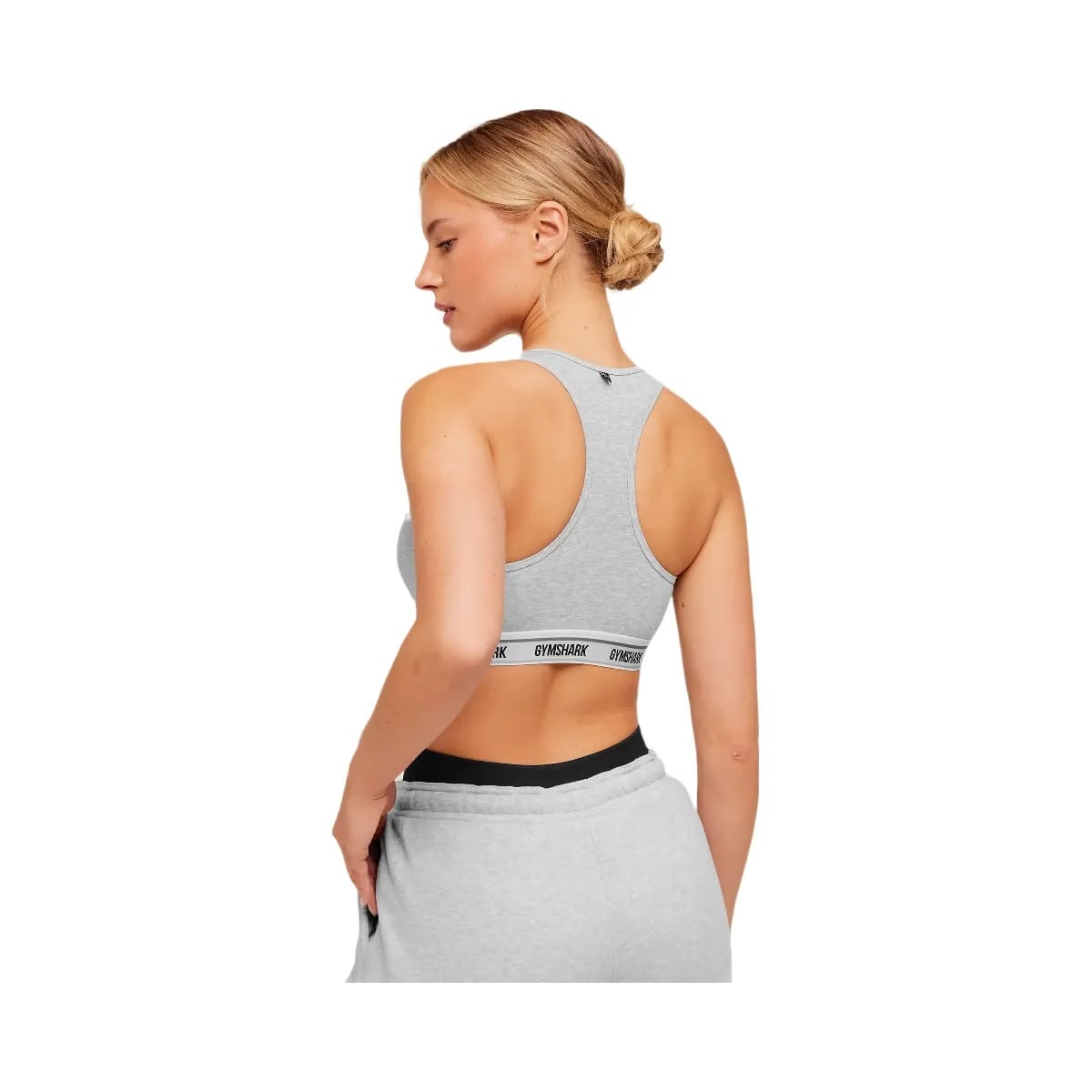 Gymshark Elastic Branded Racerback Cotton Bralette "Light Grey Core Marl"