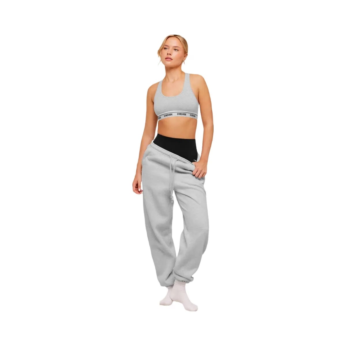 Gymshark Elastic Branded Racerback Cotton Bralette "Light Grey Core Marl"