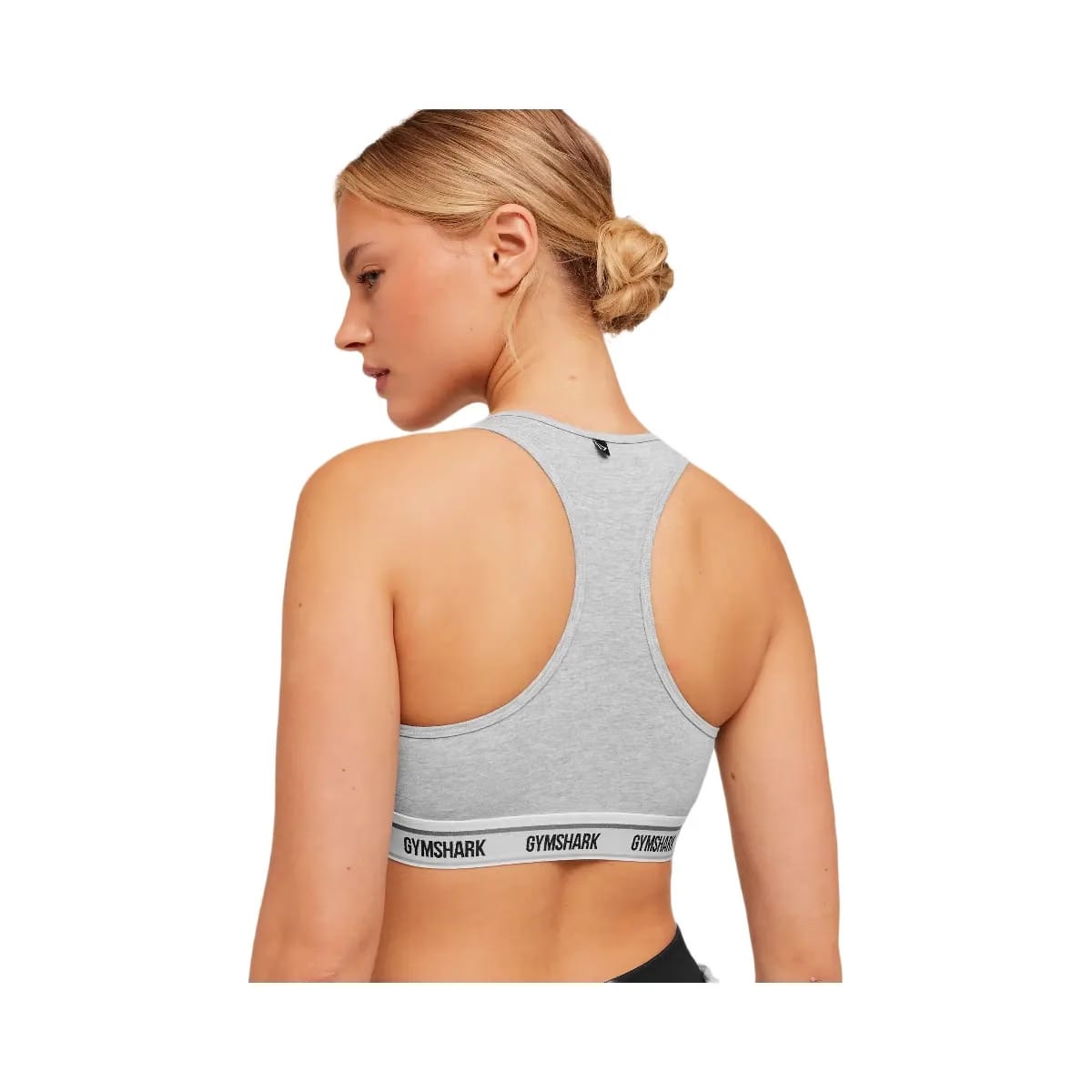 Gymshark Elastic Branded Racerback Cotton Bralette "Light Grey Core Marl"