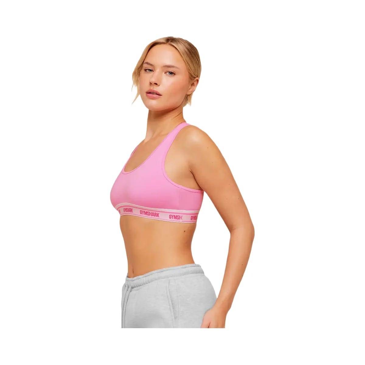 Gymshark Elastic Branded Racerback Cotton Bralette "Focus Pink"