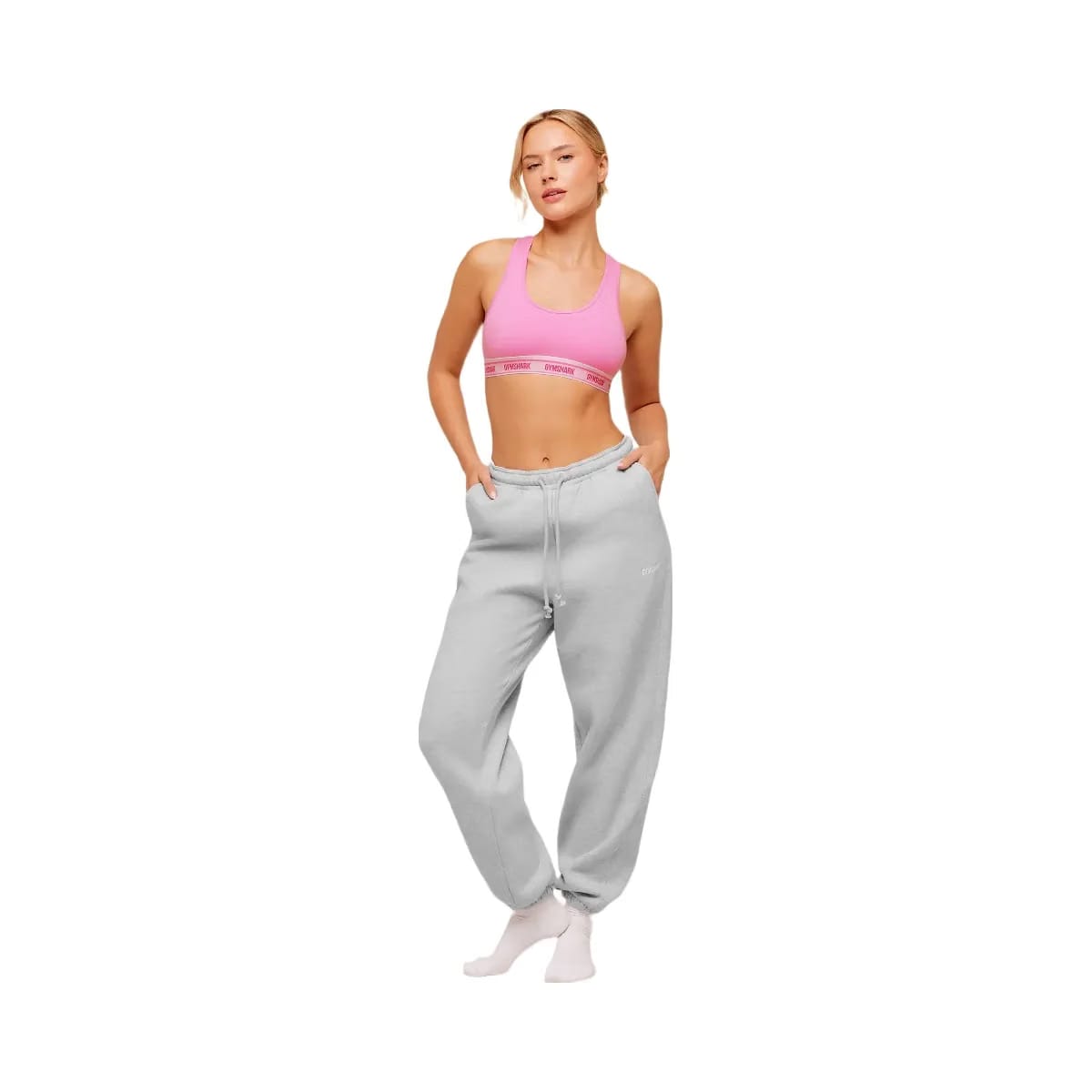 Gymshark Elastic Branded Racerback Cotton Bralette "Focus Pink"