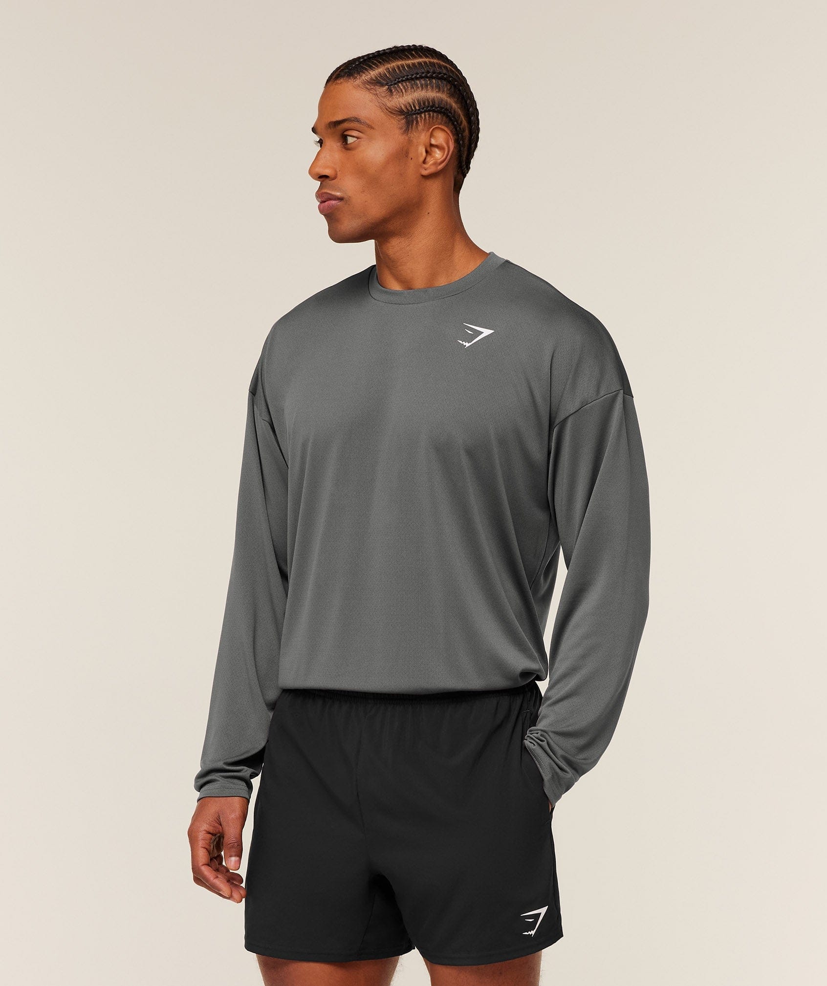 Gymshark Arrival Oversized Long Sleeve T-Shirt Silhouette Grey