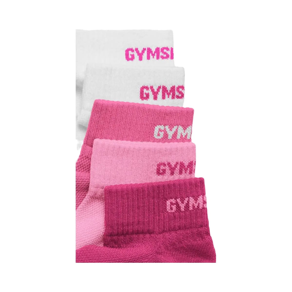 Gymshark Quarter Socks 5pk "Electric Pink Super-Set Pink Focus Pink White"