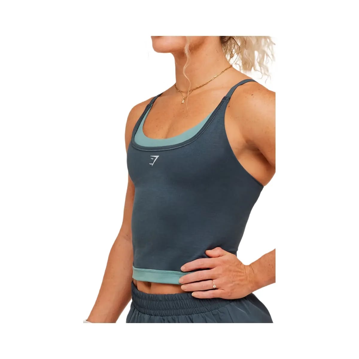 Gymshark Interval Seamless Midi Tank "Stealth Blue Storm Blue"