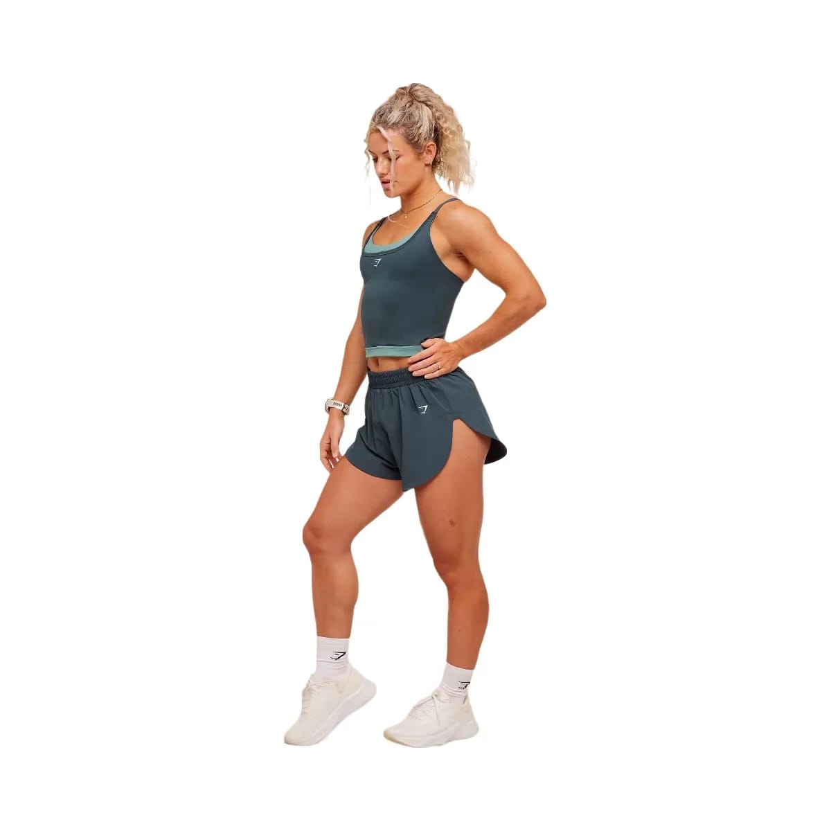 Gymshark Interval Seamless Midi Tank "Stealth Blue Storm Blue"