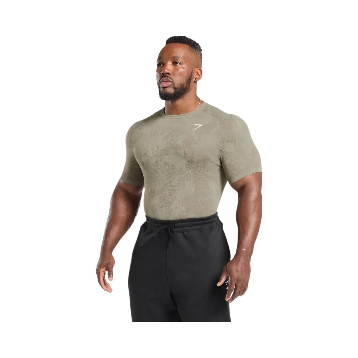 Gymshark Geo Seamless T-Shirt "Linen Brown Camo Brown"