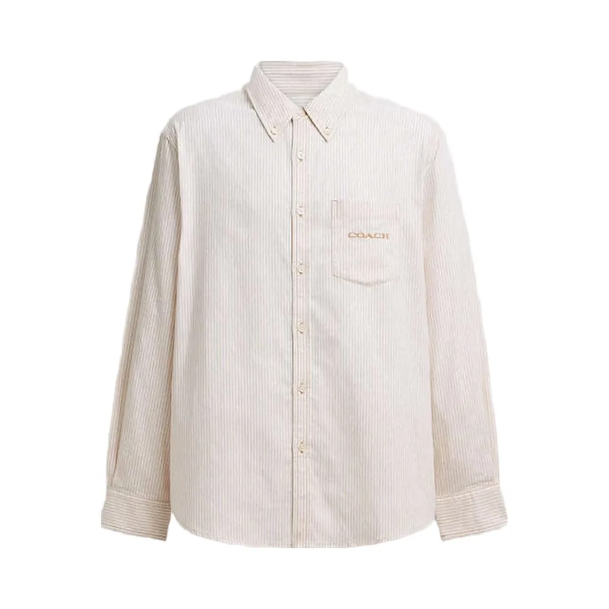 Coach Long Sleeve Button Down Shirt Neutral Stripe