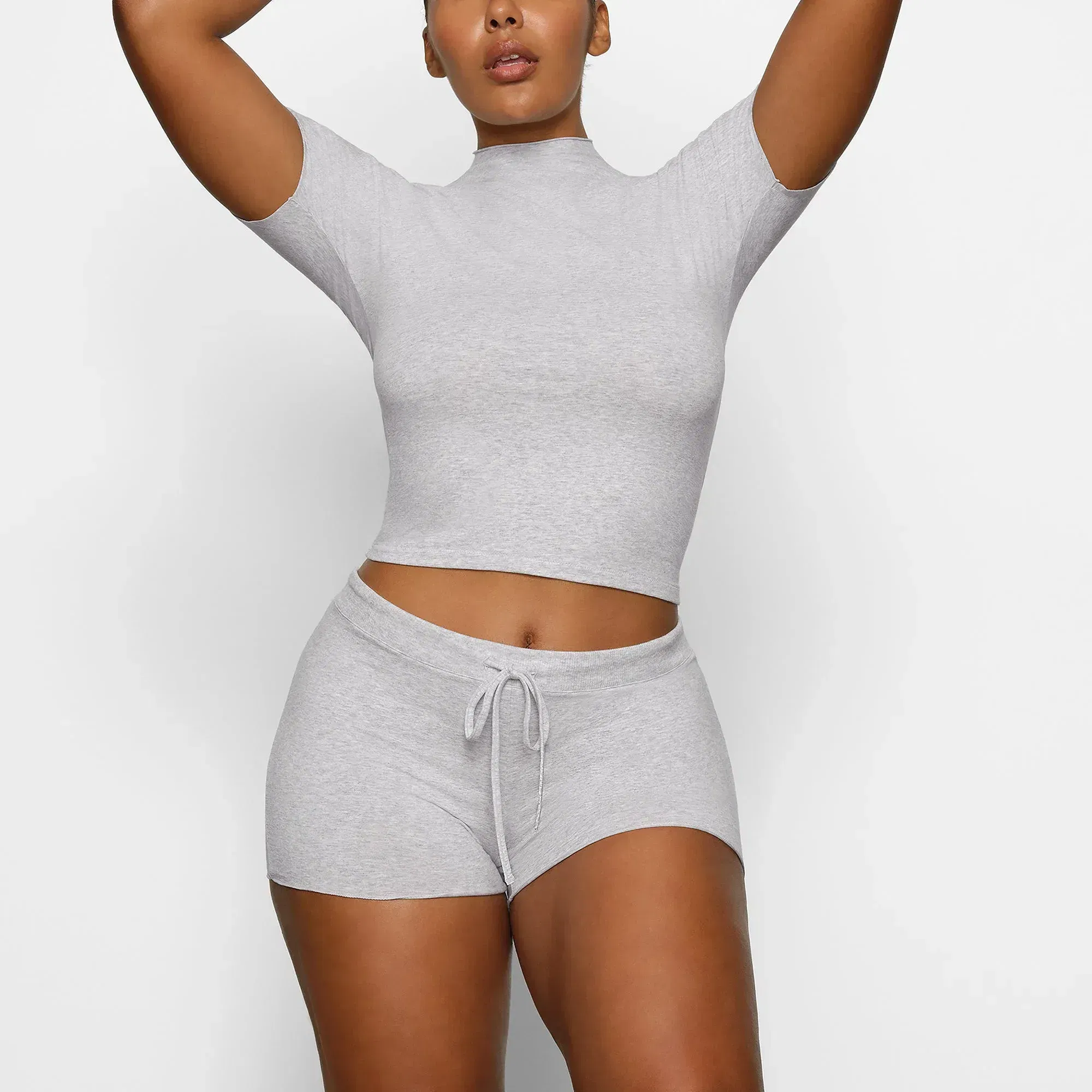 Skims Cotton Jersey Short Light Heather Grey