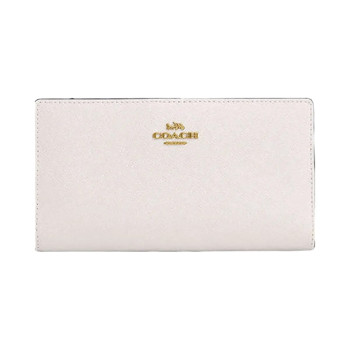 Coach Slim Zip Wallet Crossgrain Leather-Gold-Chalk