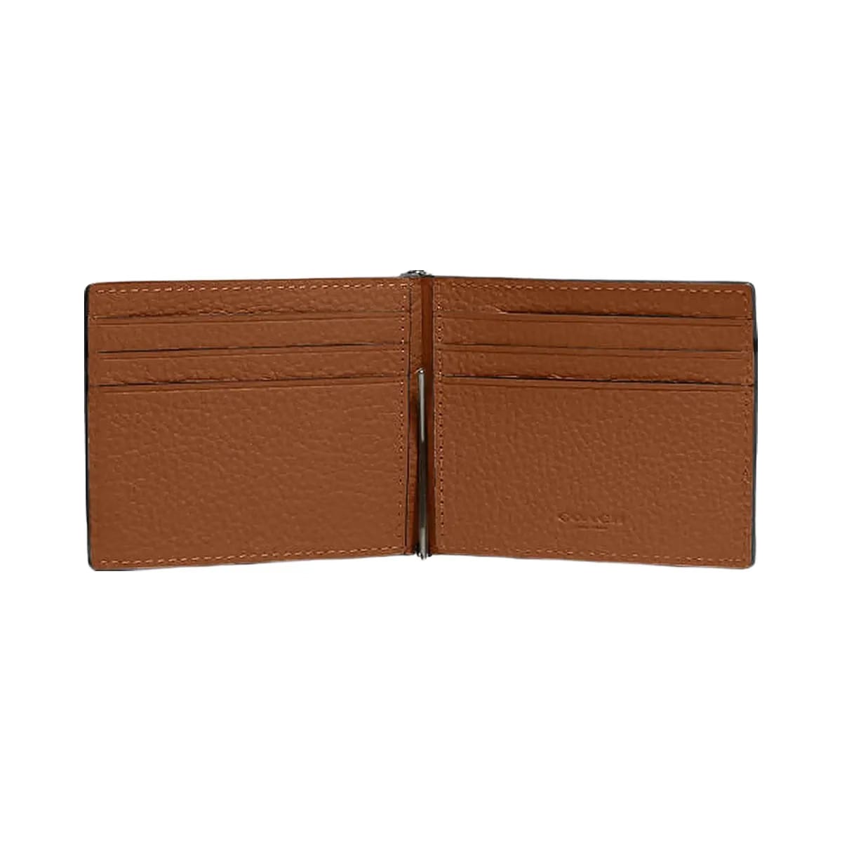 Coach Slim Money Clip Billfold Wallet Pebbled Leather-Qb-Sable