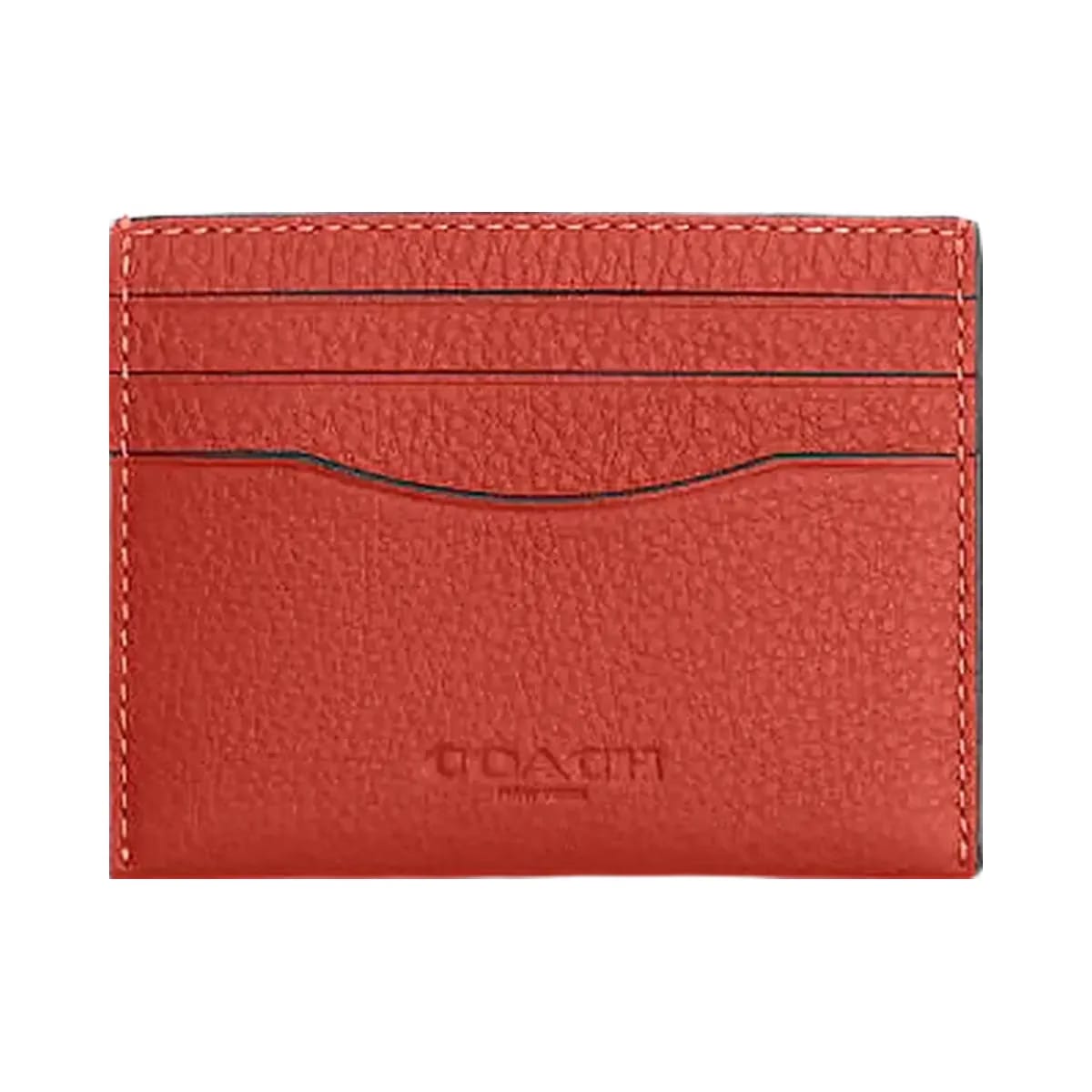 Coach Slim Id Card Case Pebbled Leather-Mango