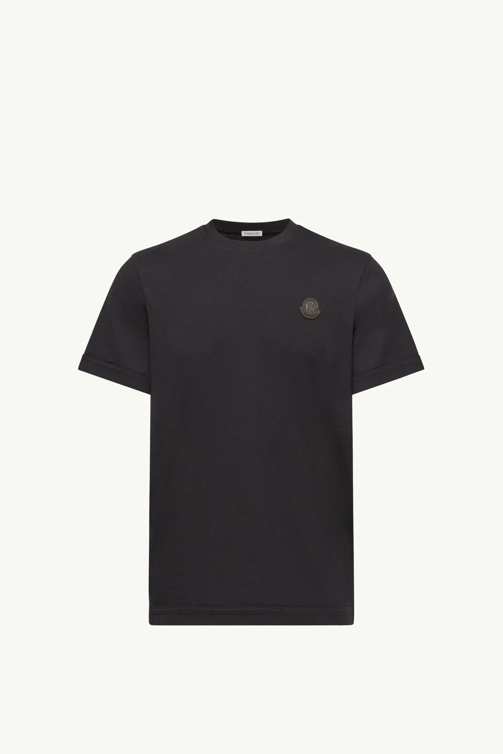 Moncler Double Leather Logo Cotton T-Shirt Dark Blue Dark Blue