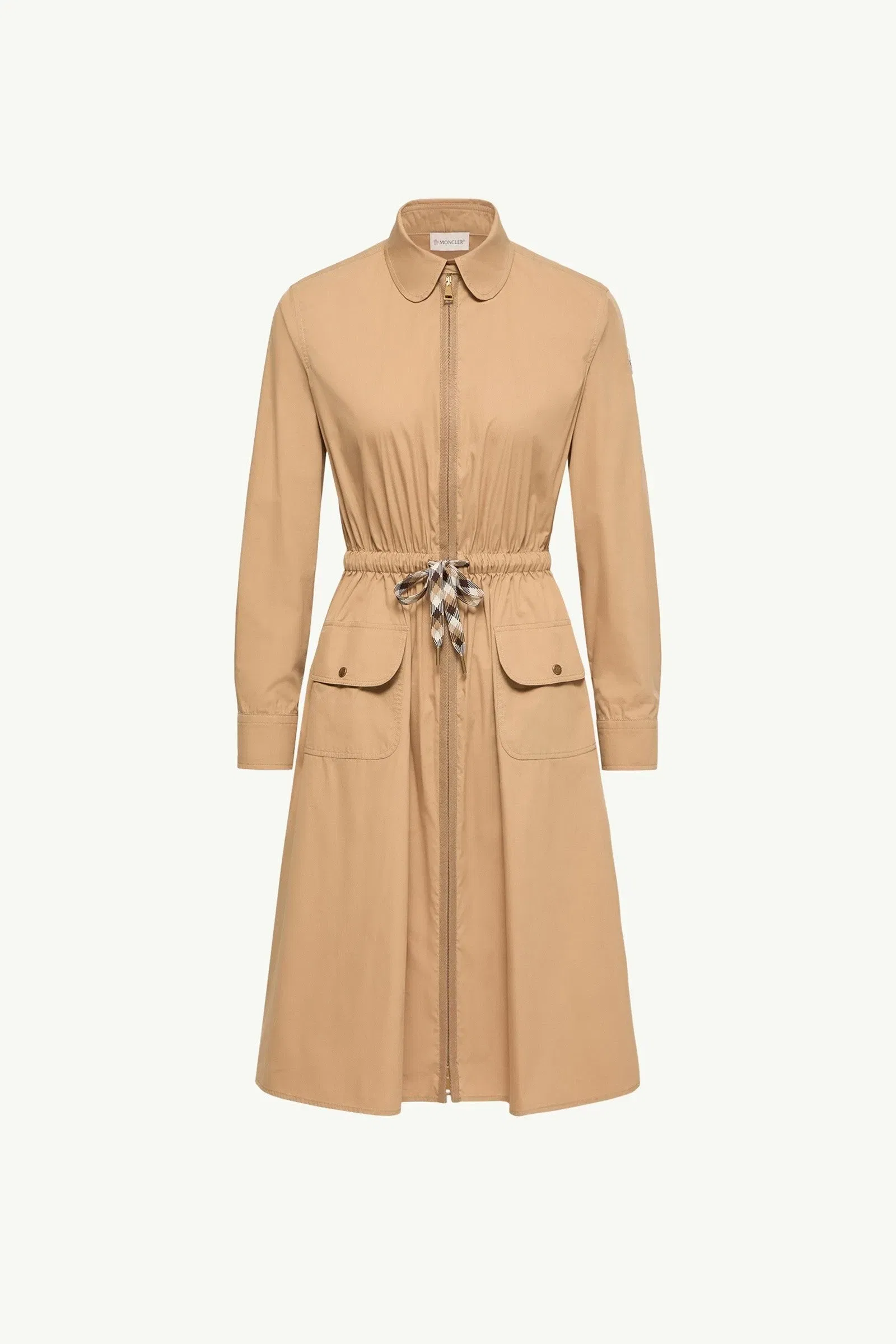 Moncler Cotton Blend Knee-Length Dress Beige Beige