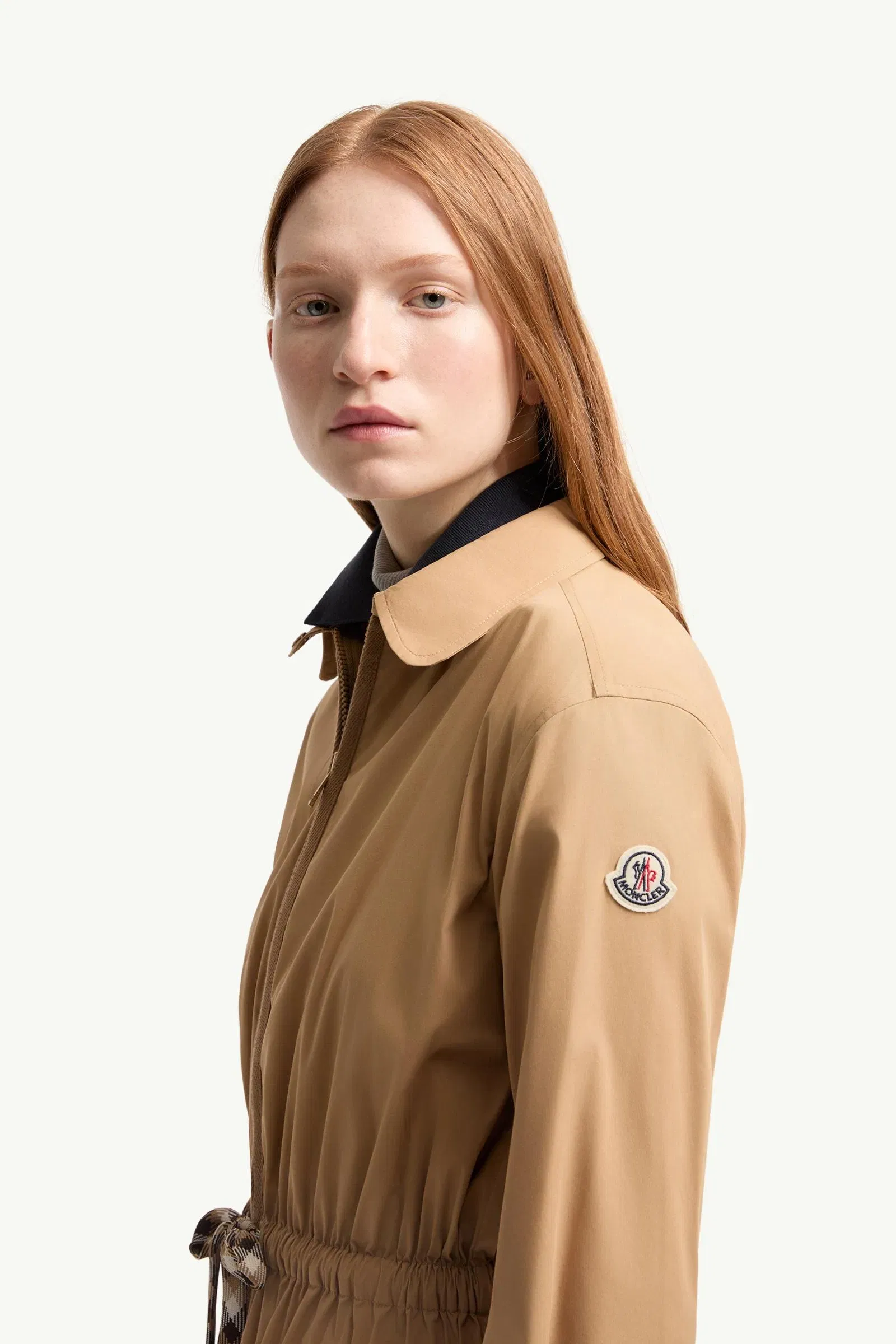 Moncler Cotton Blend Knee-Length Dress Beige Beige