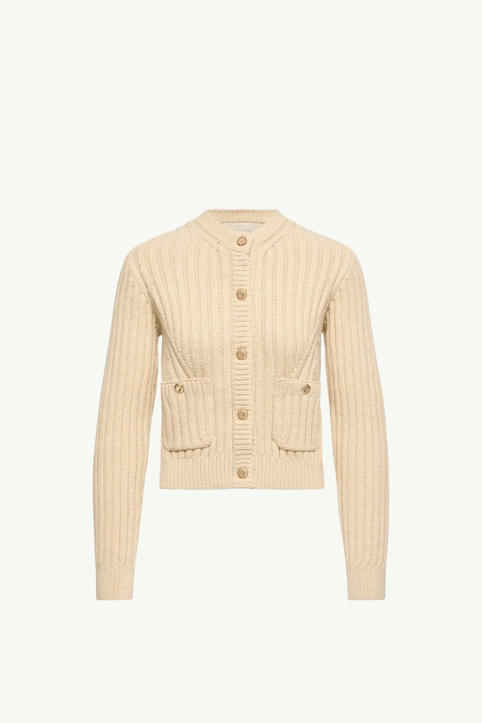Moncler Cotton Padded Cardigan Light Beige Light Beige