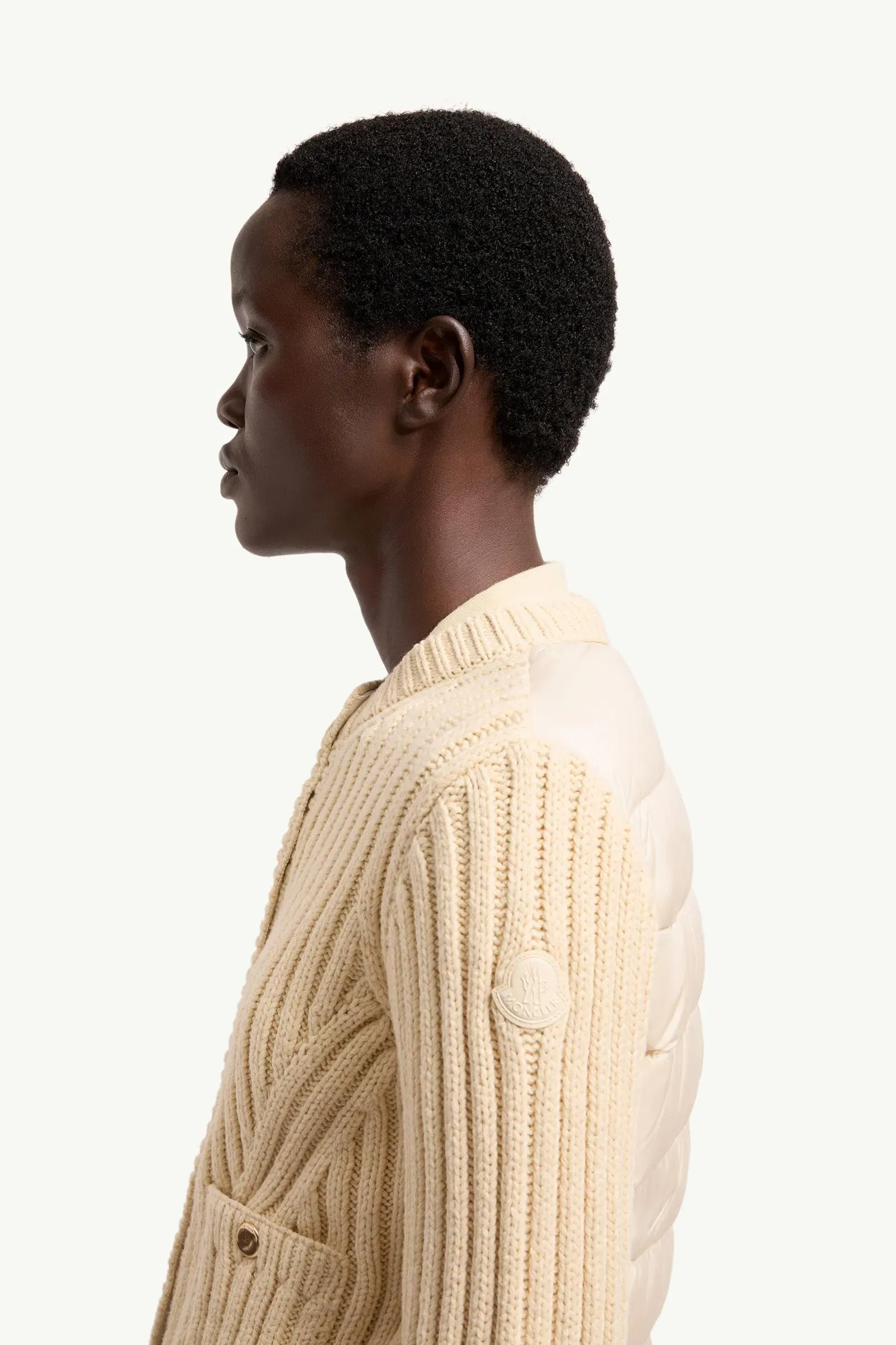 Moncler Cotton Padded Cardigan Light Beige Light Beige
