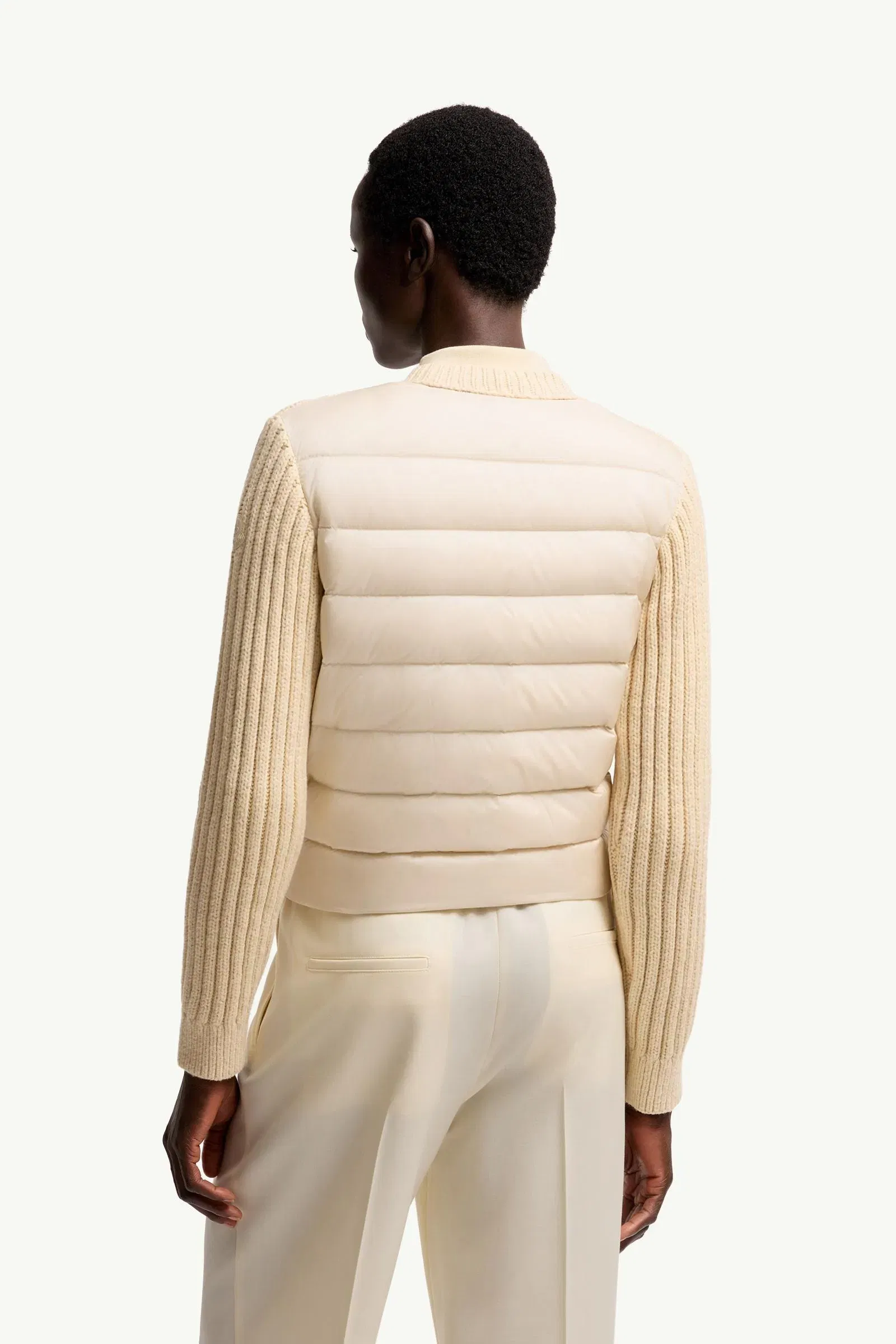 Moncler Cotton Padded Cardigan Light Beige Light Beige