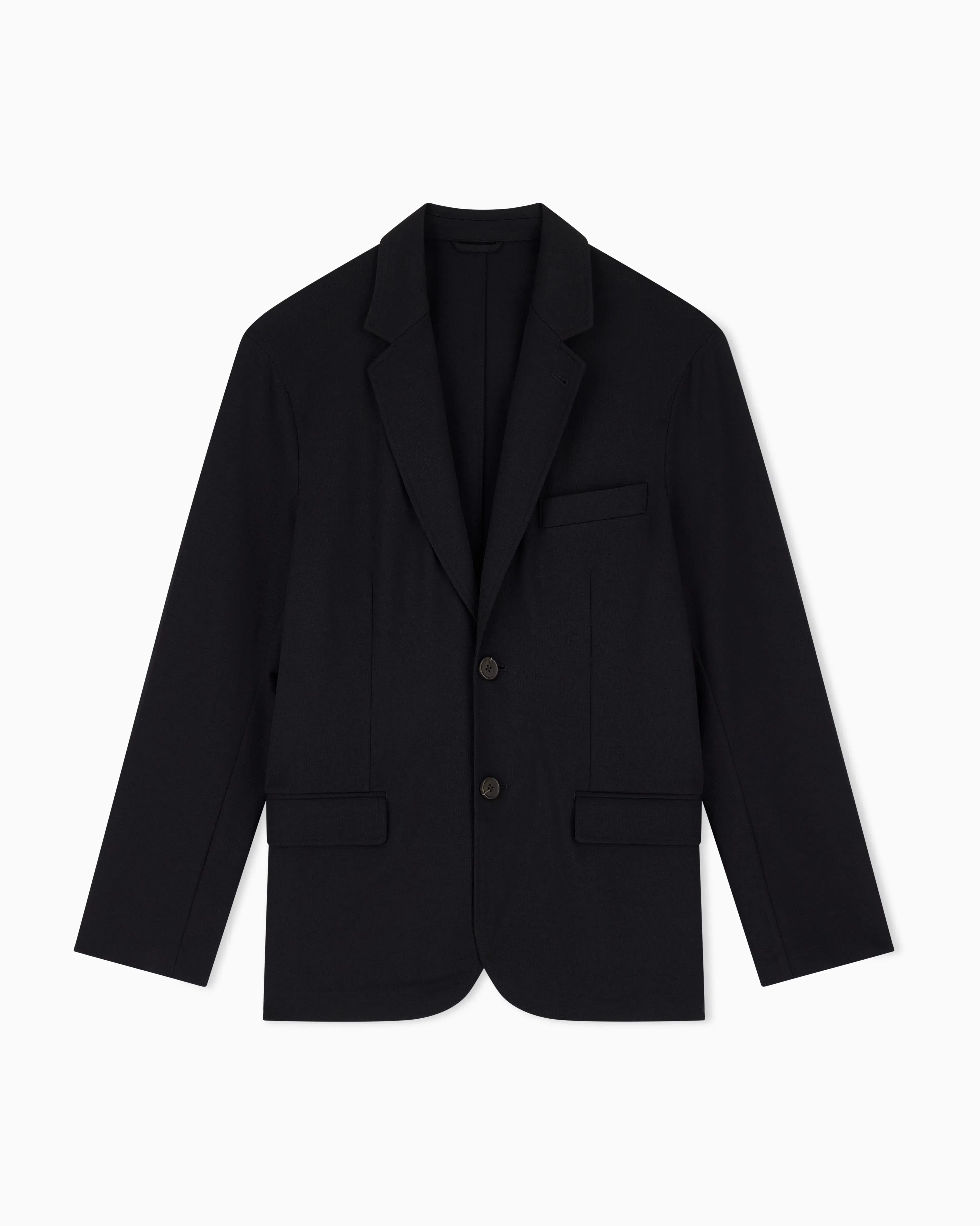 Emporio Armani Single-breasted jacket in waffle-effect armure fabric