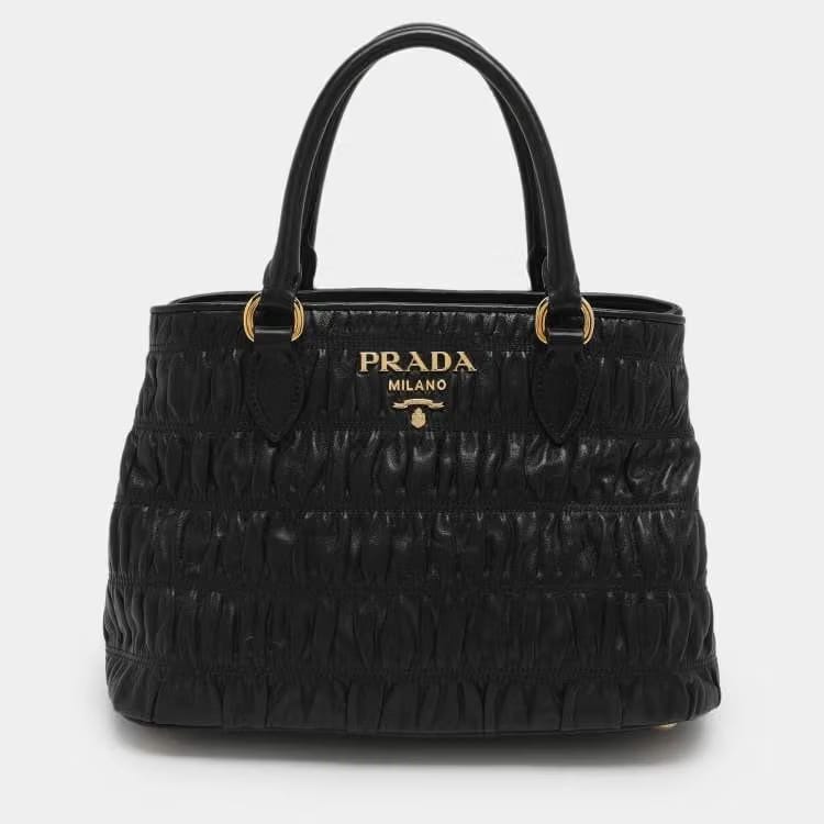 Prada Black Nappa Gaufre Leather Tote