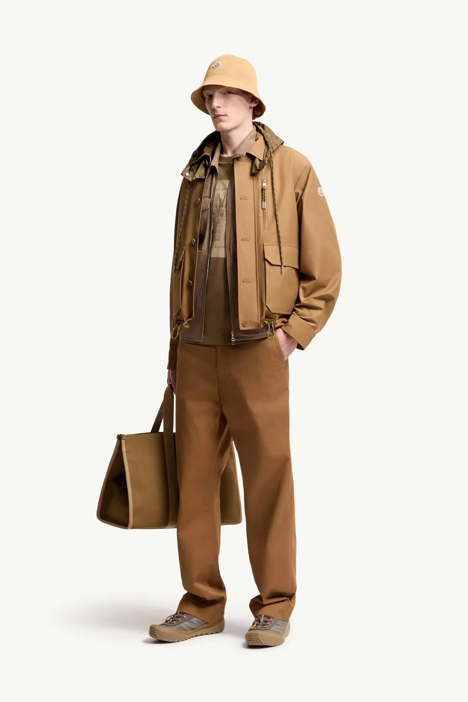 Moncler Cotton Blend Gabardine Pants Light Brown Light Brown