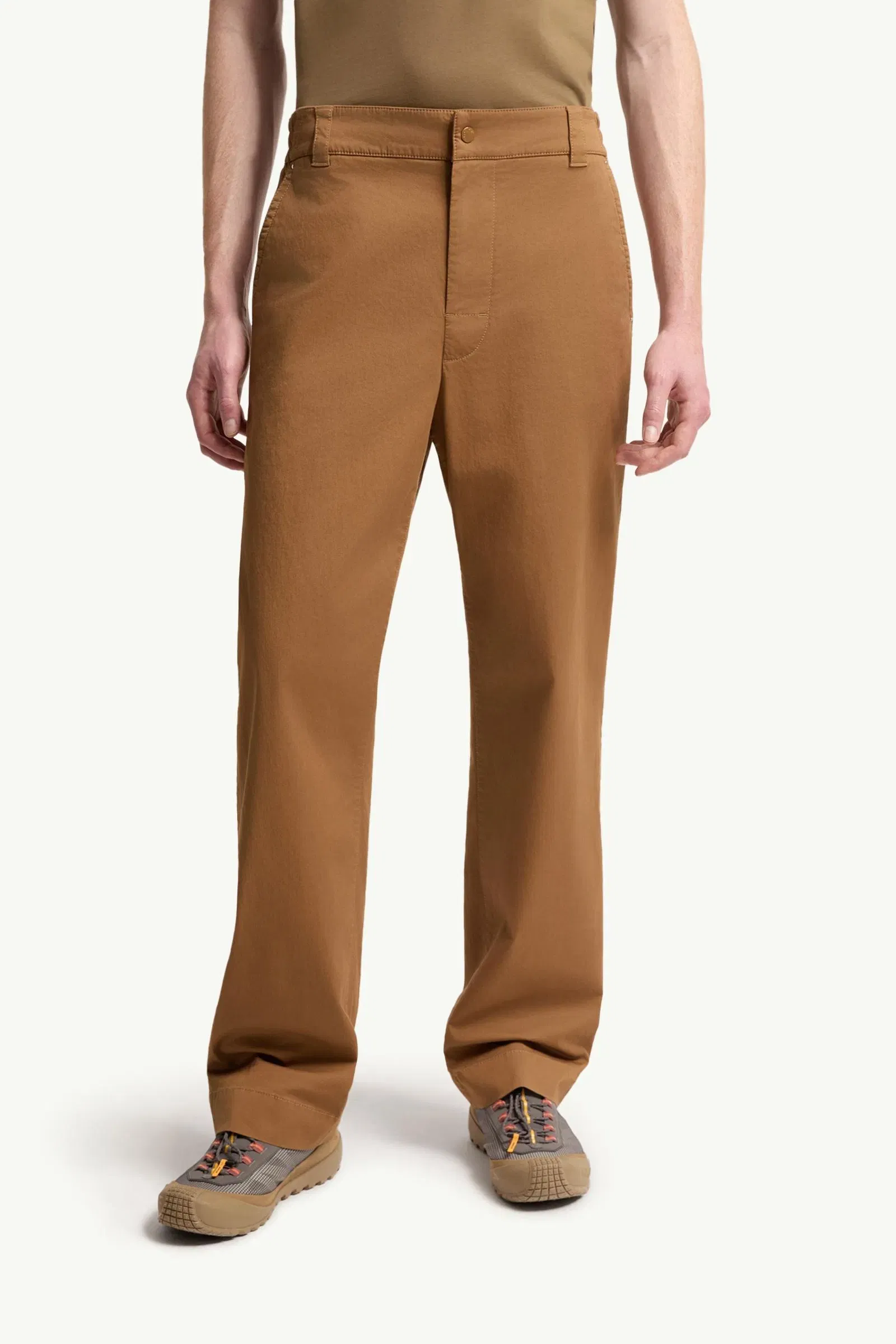 Moncler Cotton Blend Gabardine Pants Light Brown Light Brown