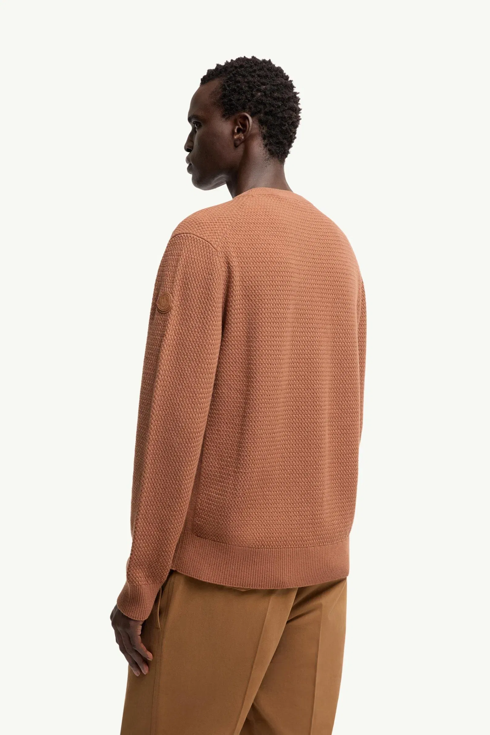 Moncler Textured Cashmere & Wool Sweater Red Brown Red Brown