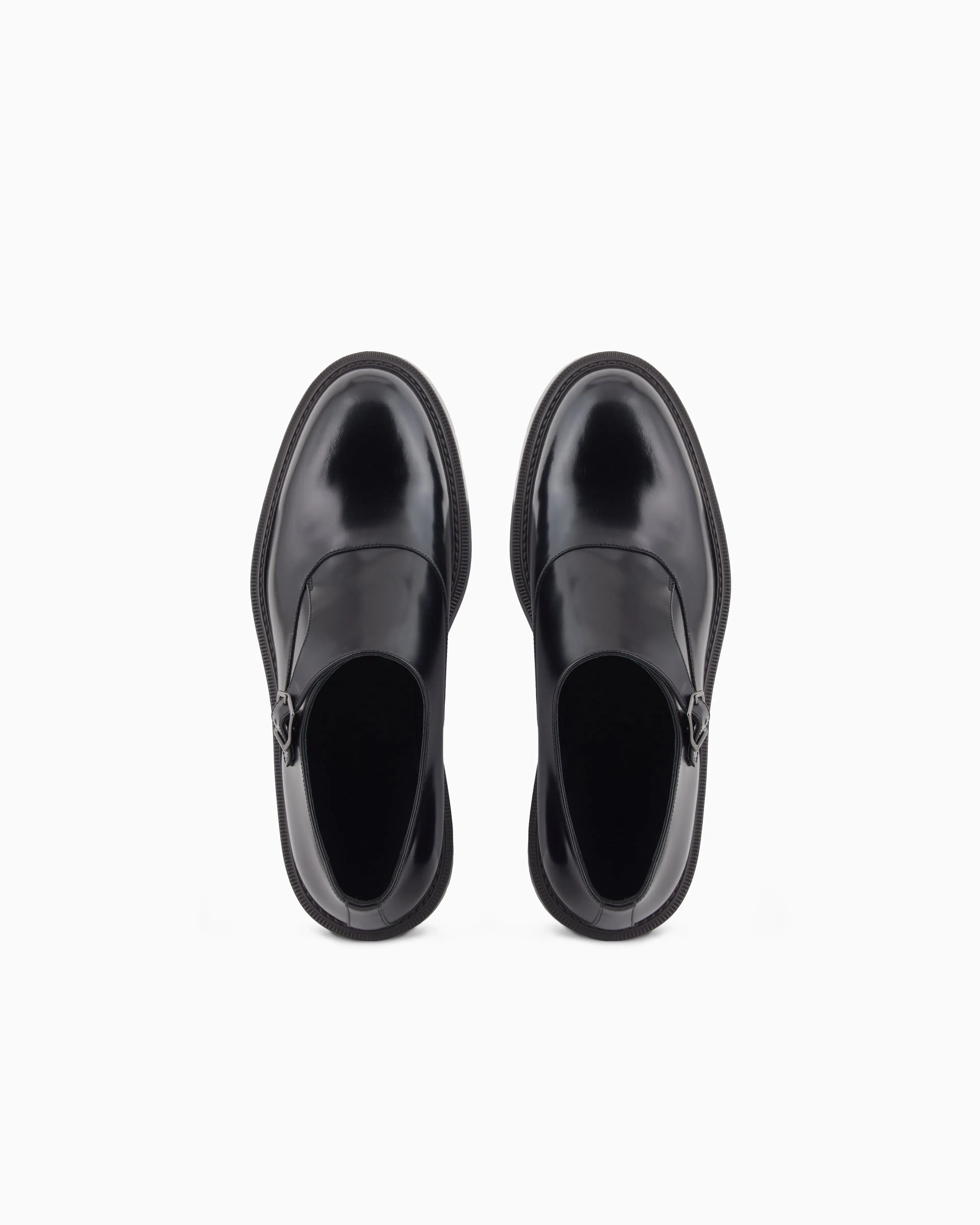 Emporio Armani Brushed Leather Monkstraps Black