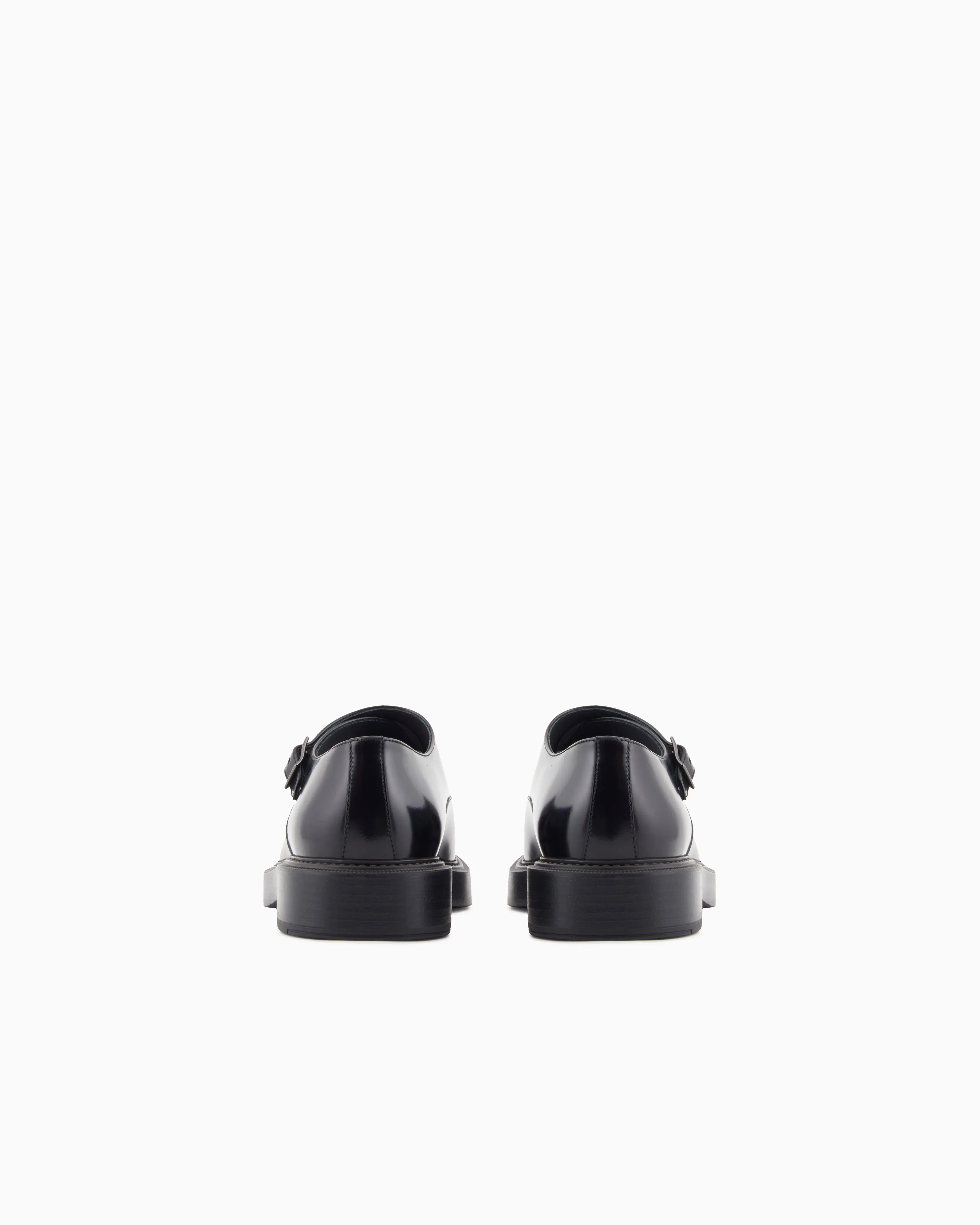 Emporio Armani Brushed Leather Monkstraps Black