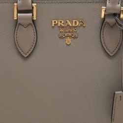 Prada Grey Saffiano Leather Top Zip Satchel