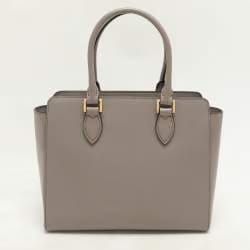 Prada Grey Saffiano Leather Top Zip Satchel