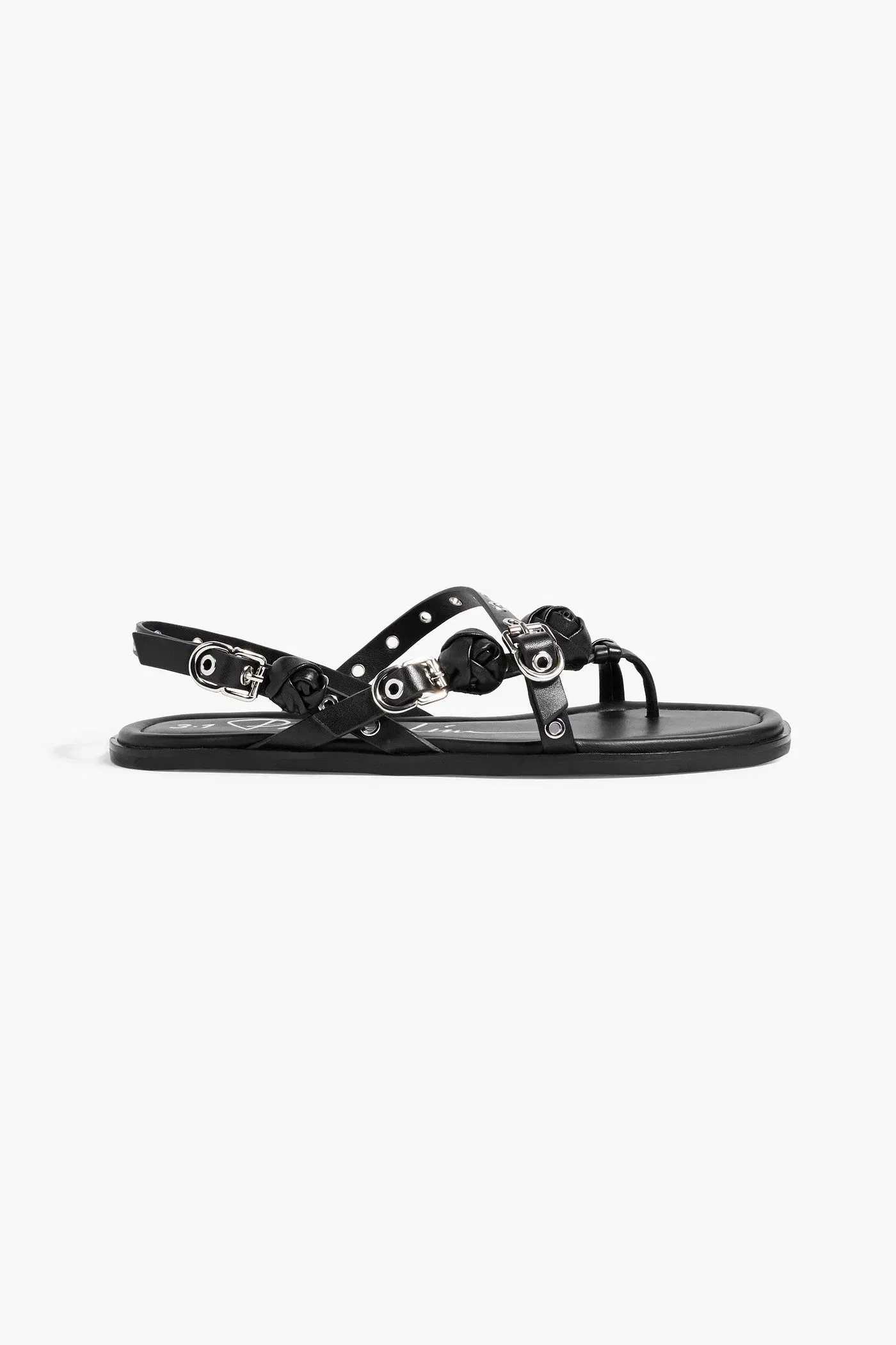 3.1 Phillip Lim Knotted Leather Slingback Sandals Black Women's