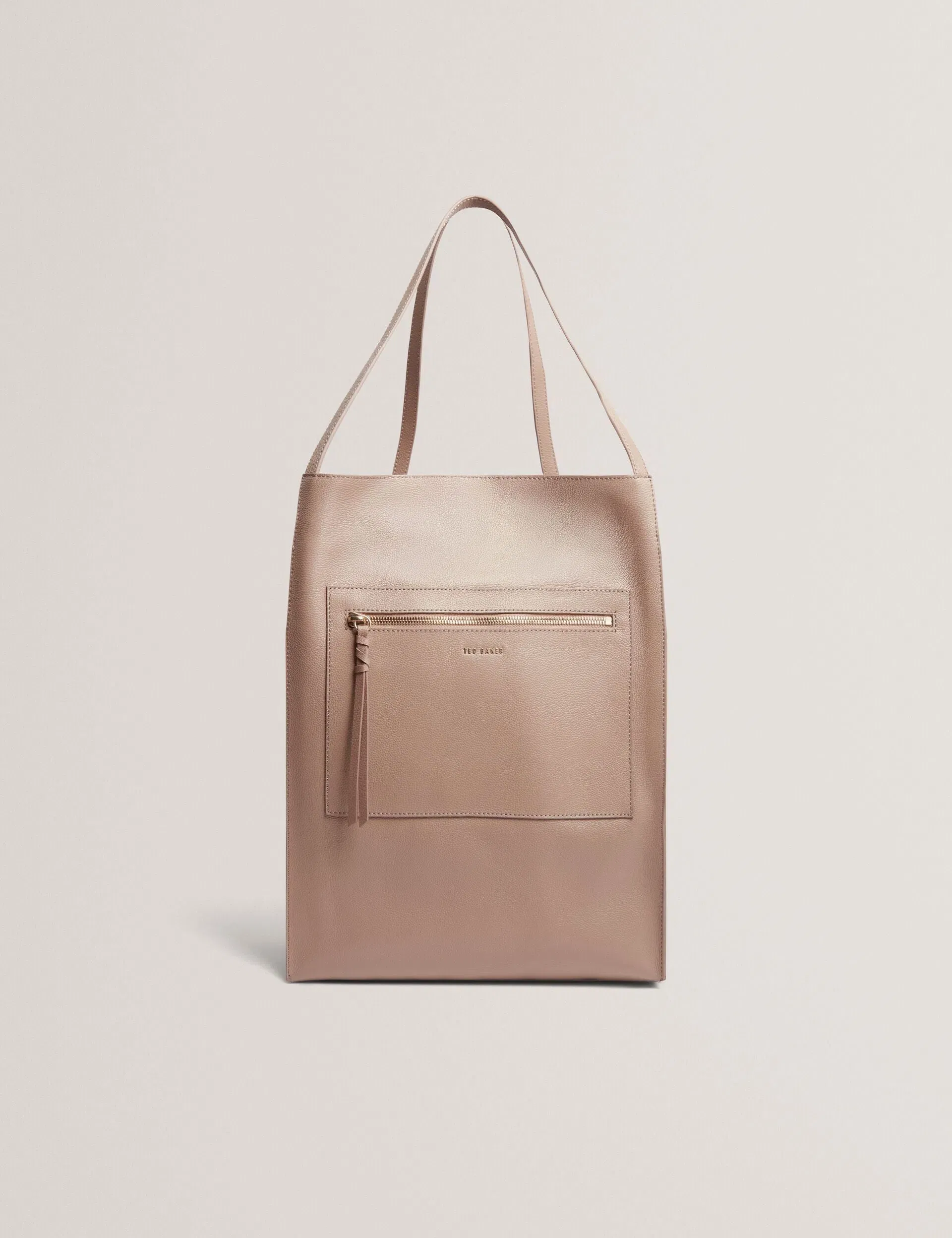 Ted Baker Tammila Tall Soft Leather Structured Tote Bag In Taupe Women's