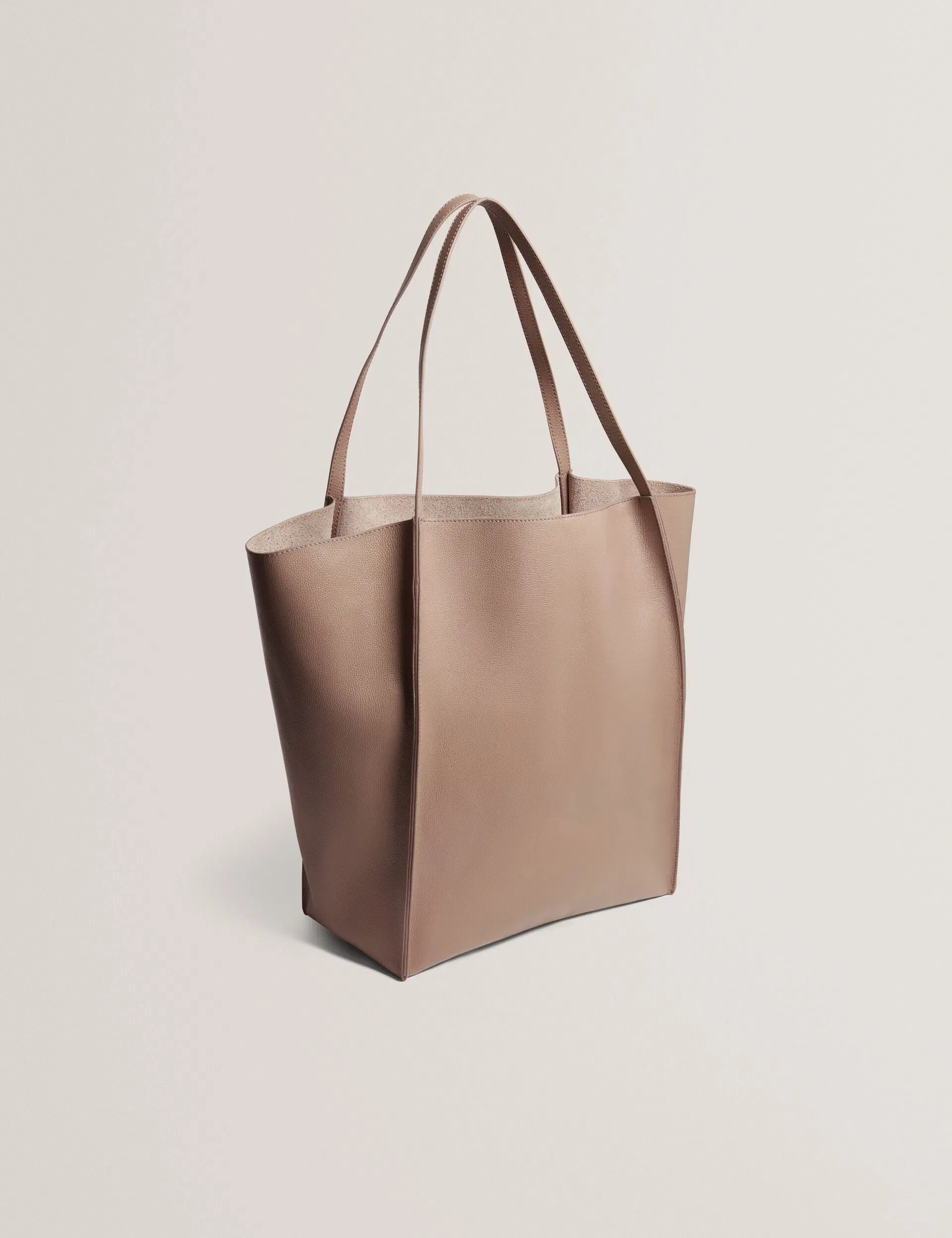 Ted Baker Tammila Tall Soft Leather Structured Tote Bag In Taupe Women's