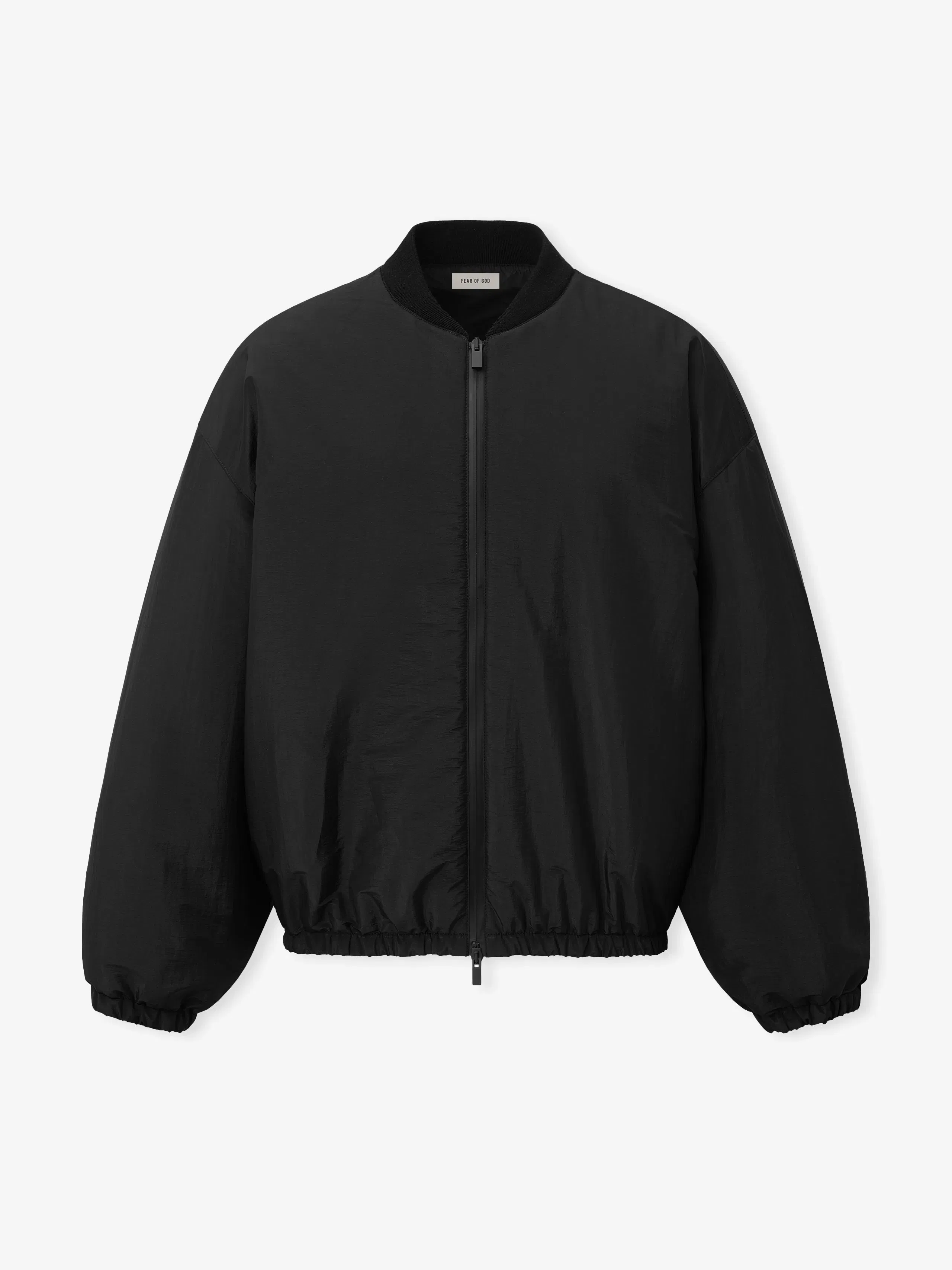 Essentials Nylon Taffeta Padded Bomber Jacket Off Black